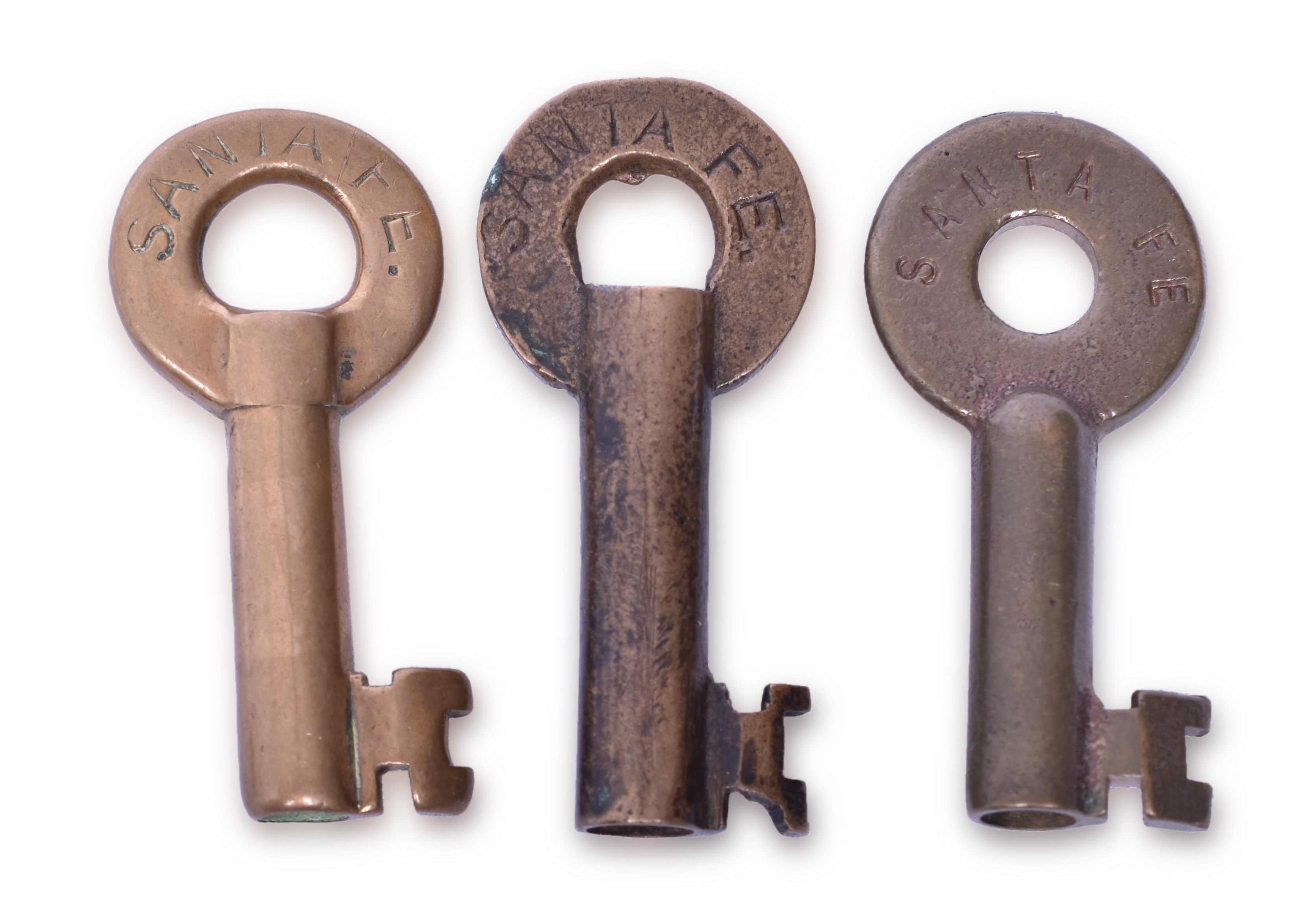 2056 - Three Santa Fe Railroad Brass Keys - A&W thumbnail
