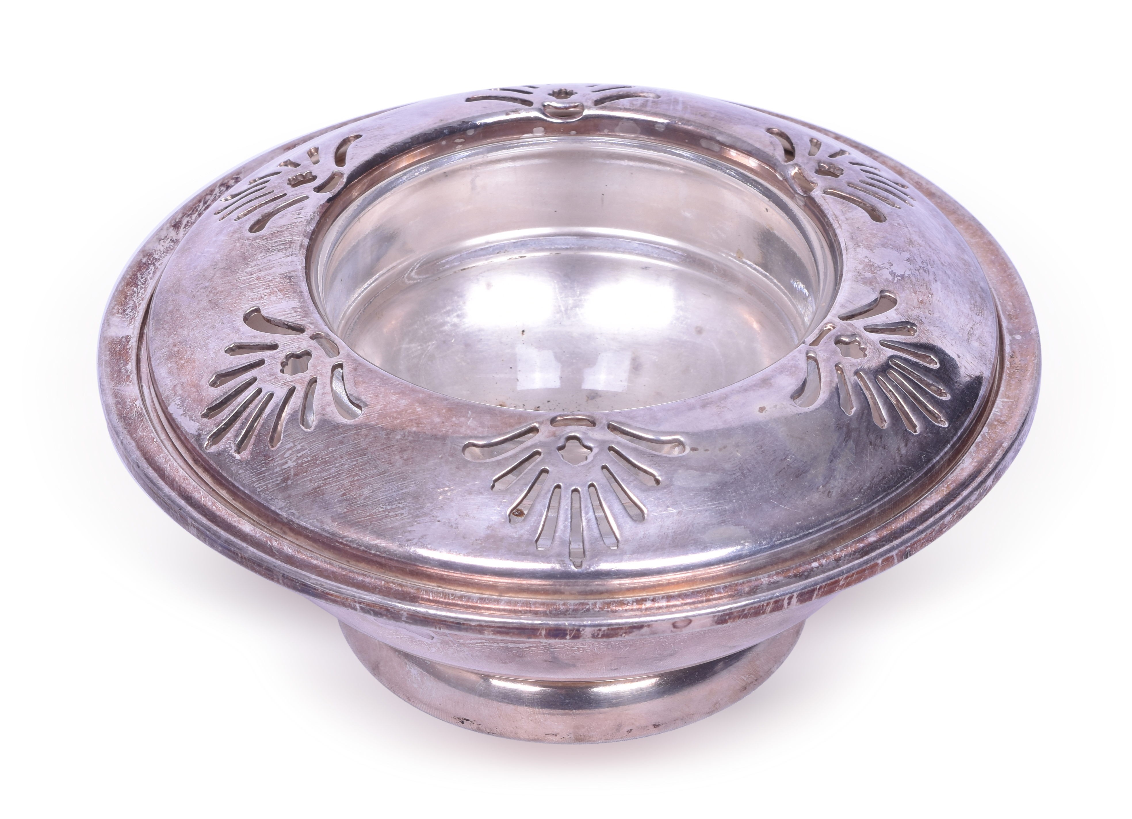 2059 - International Silver CO. Illinois Central R.R. Combination Bowl With Collar & Glass Bowl thumbnail