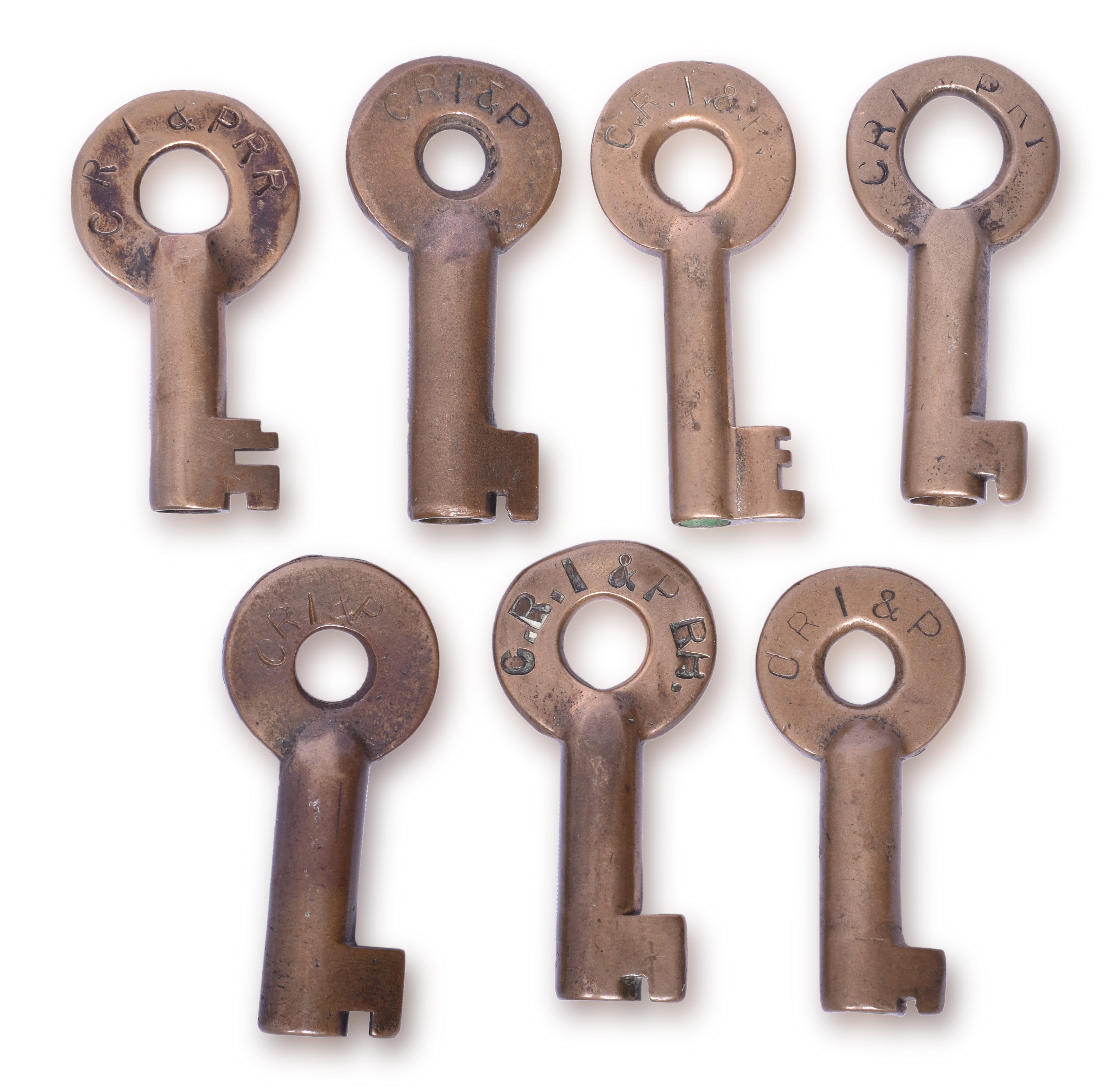2064 - Seven Chicago, Rock Island & Pacific Railroad Brass Keys thumbnail
