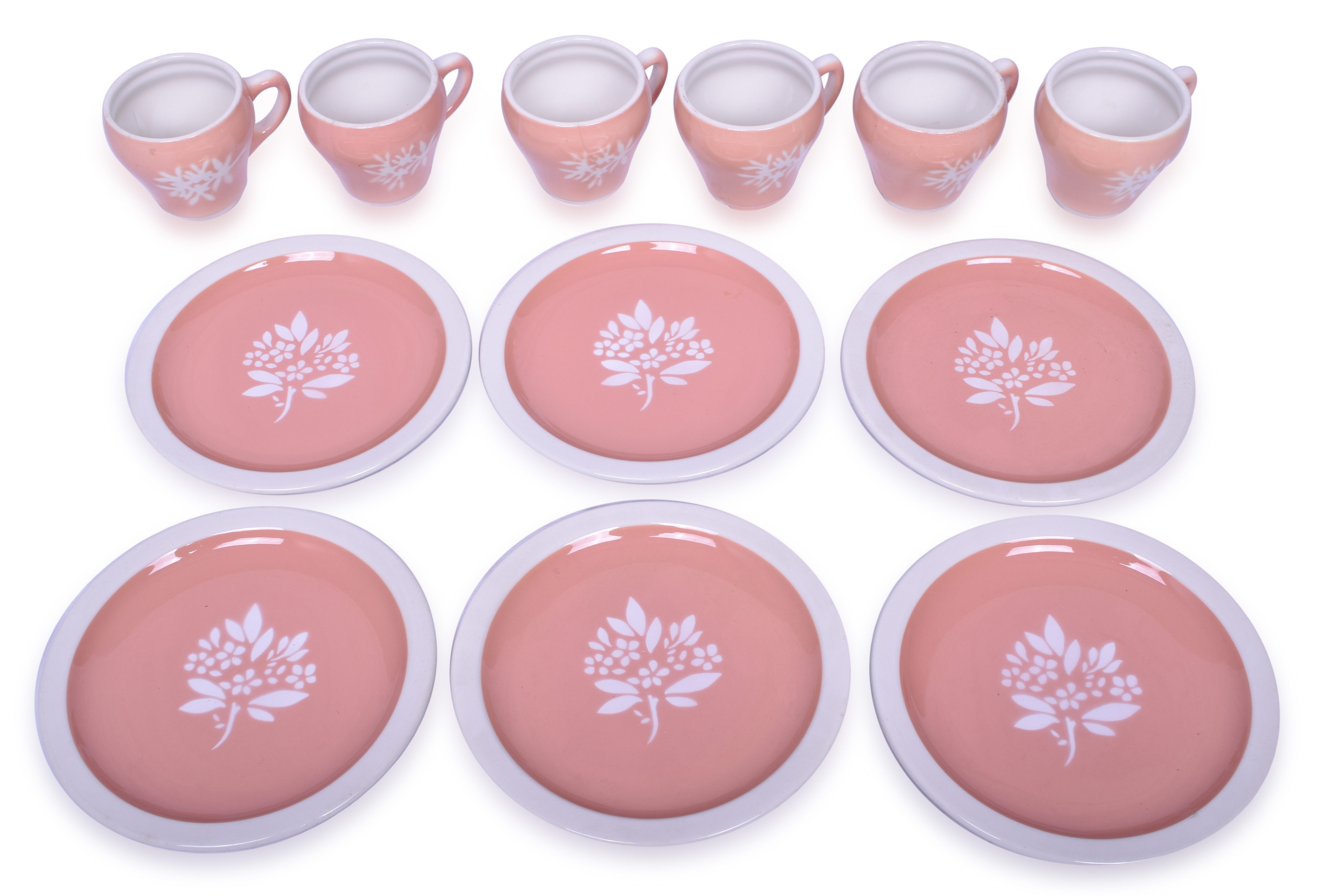 2069 - Syracuse China Illinois Central Railroad Coral 6 Plates & 6 Coffee Cups thumbnail