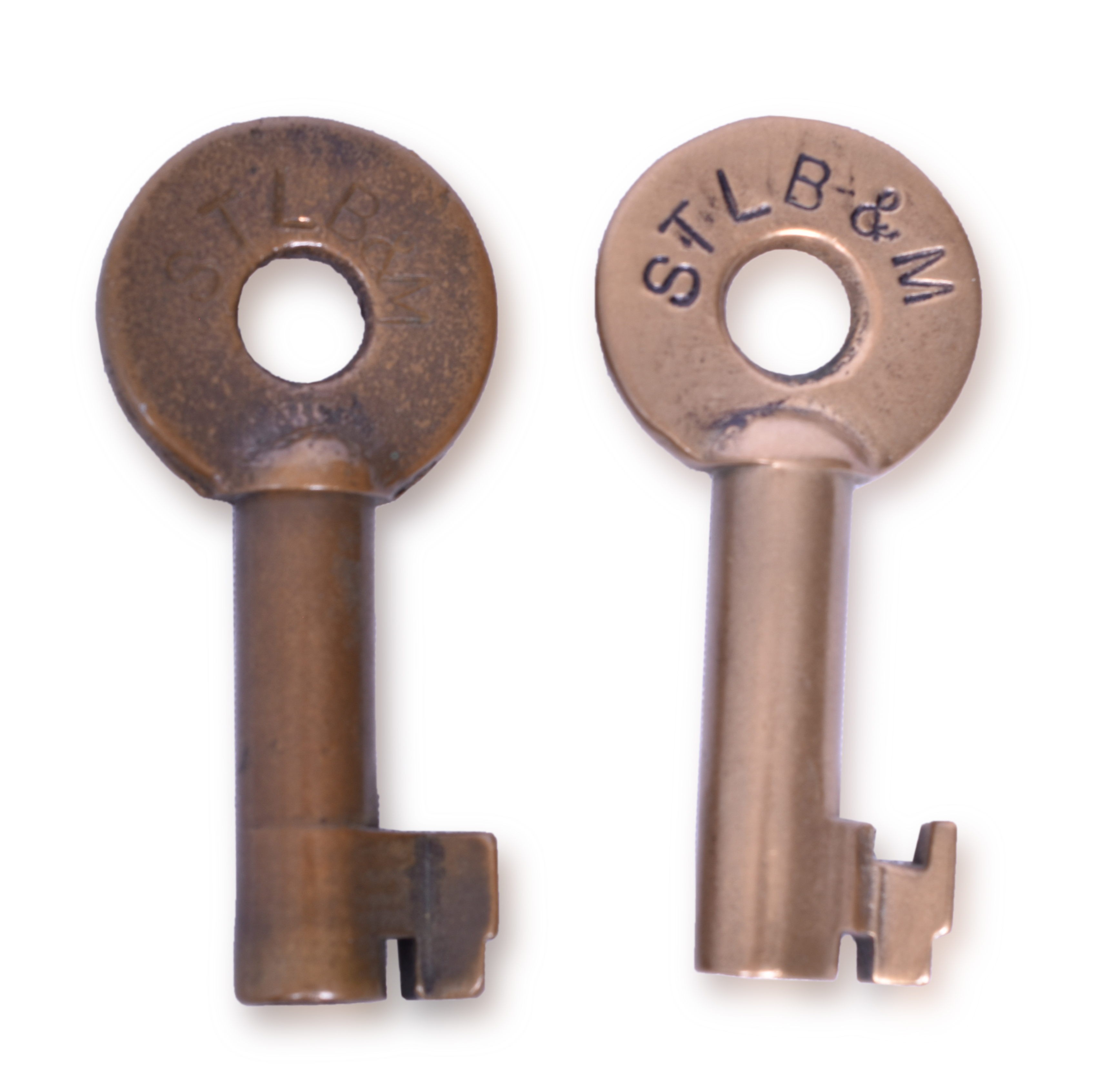 2078 - Pair of St. Louis, Brownsville and Mexico Railway Adlake Brass Keys thumbnail