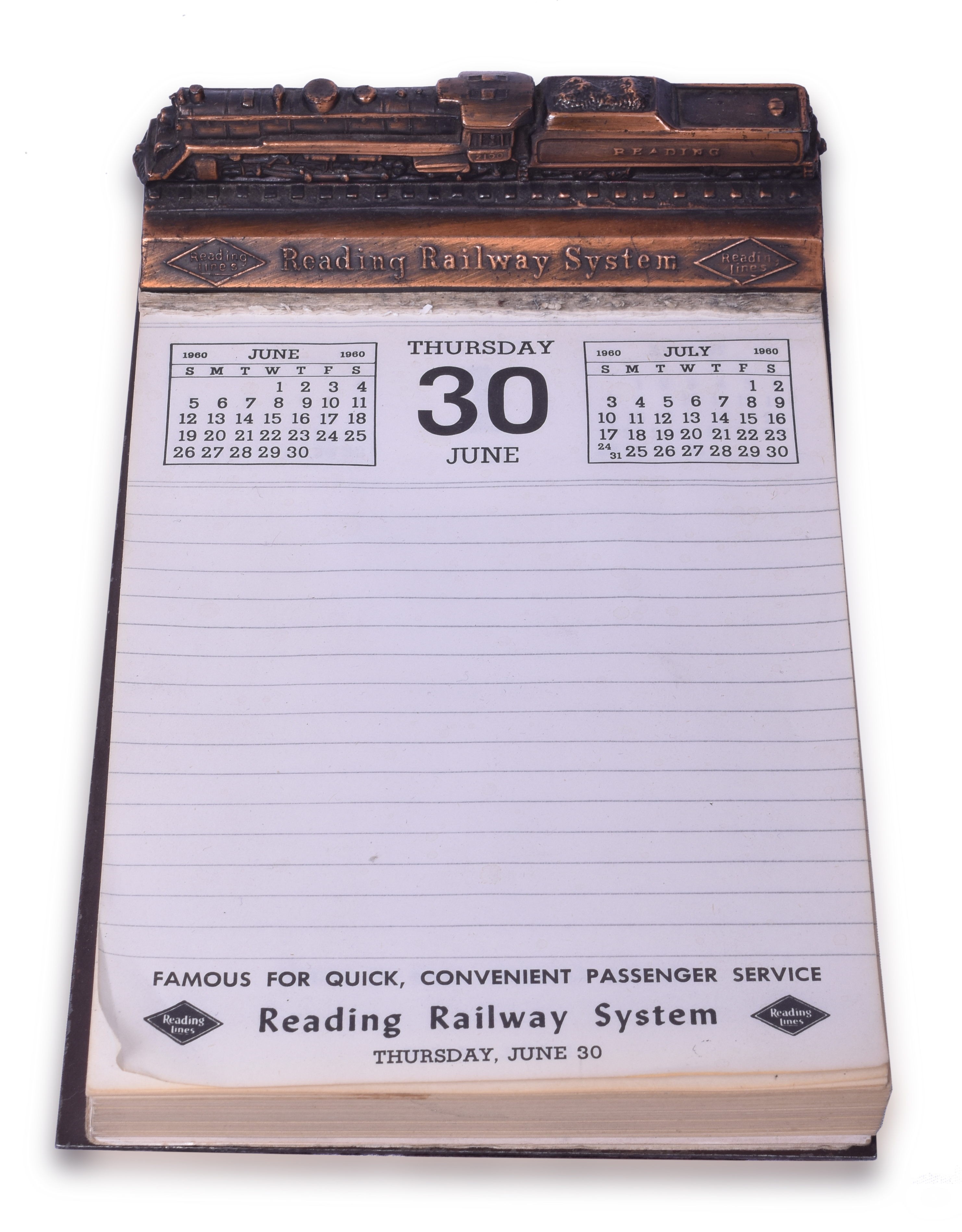 2093 - Reading Railroad T-1 Steam Locomotive Desk Calendar with 1960 Tear Sheets thumbnail