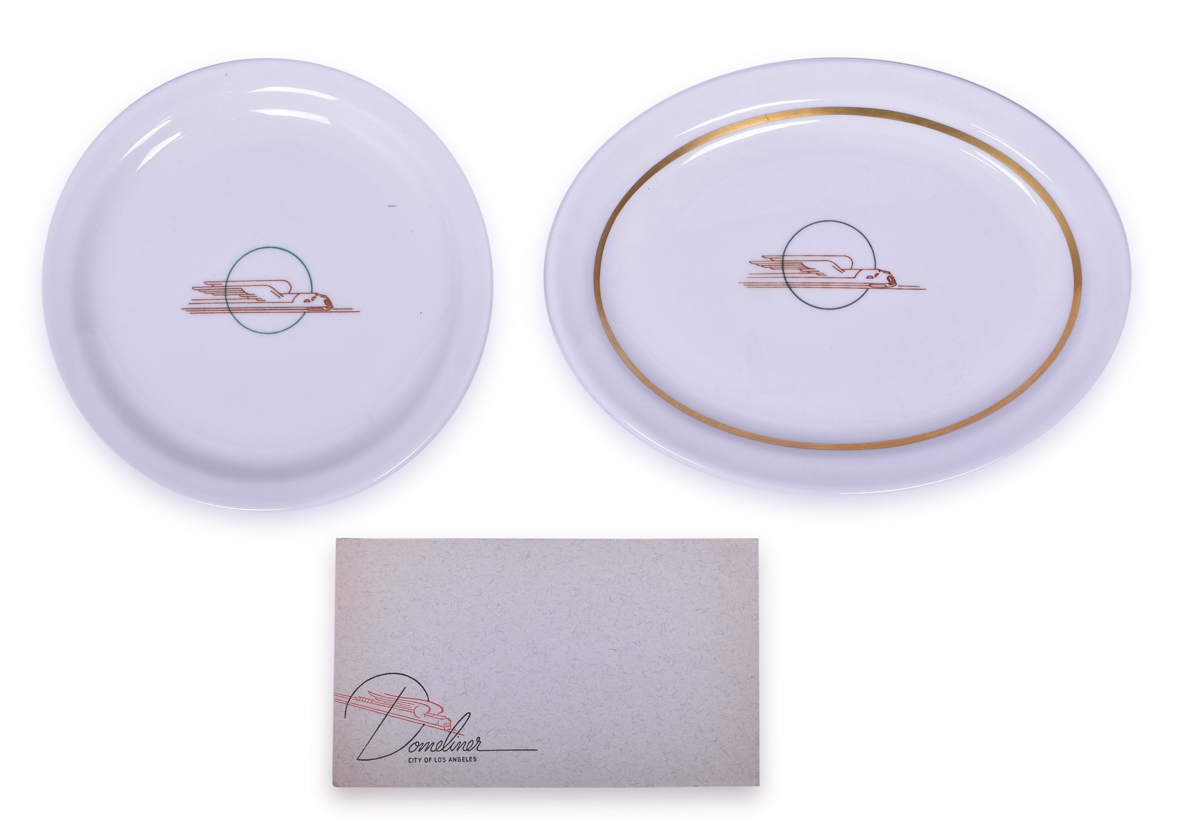 2101 - Sterling China Union Pacific Railroad Plate, Plater and Ink Blotter. thumbnail