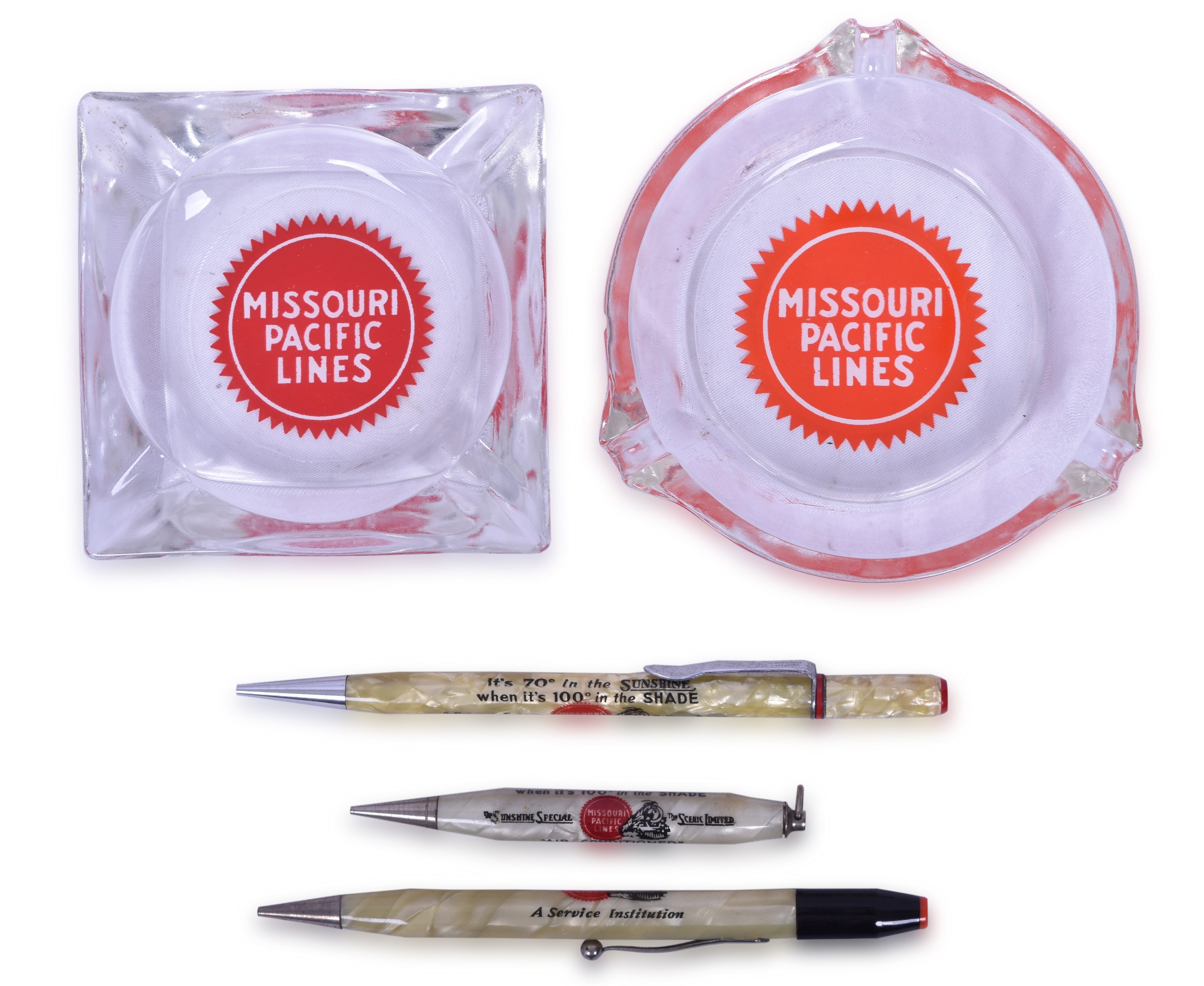 2105 - Missouri Pacific Railroad Lines Ash Trays & Mechanical Pencils thumbnail