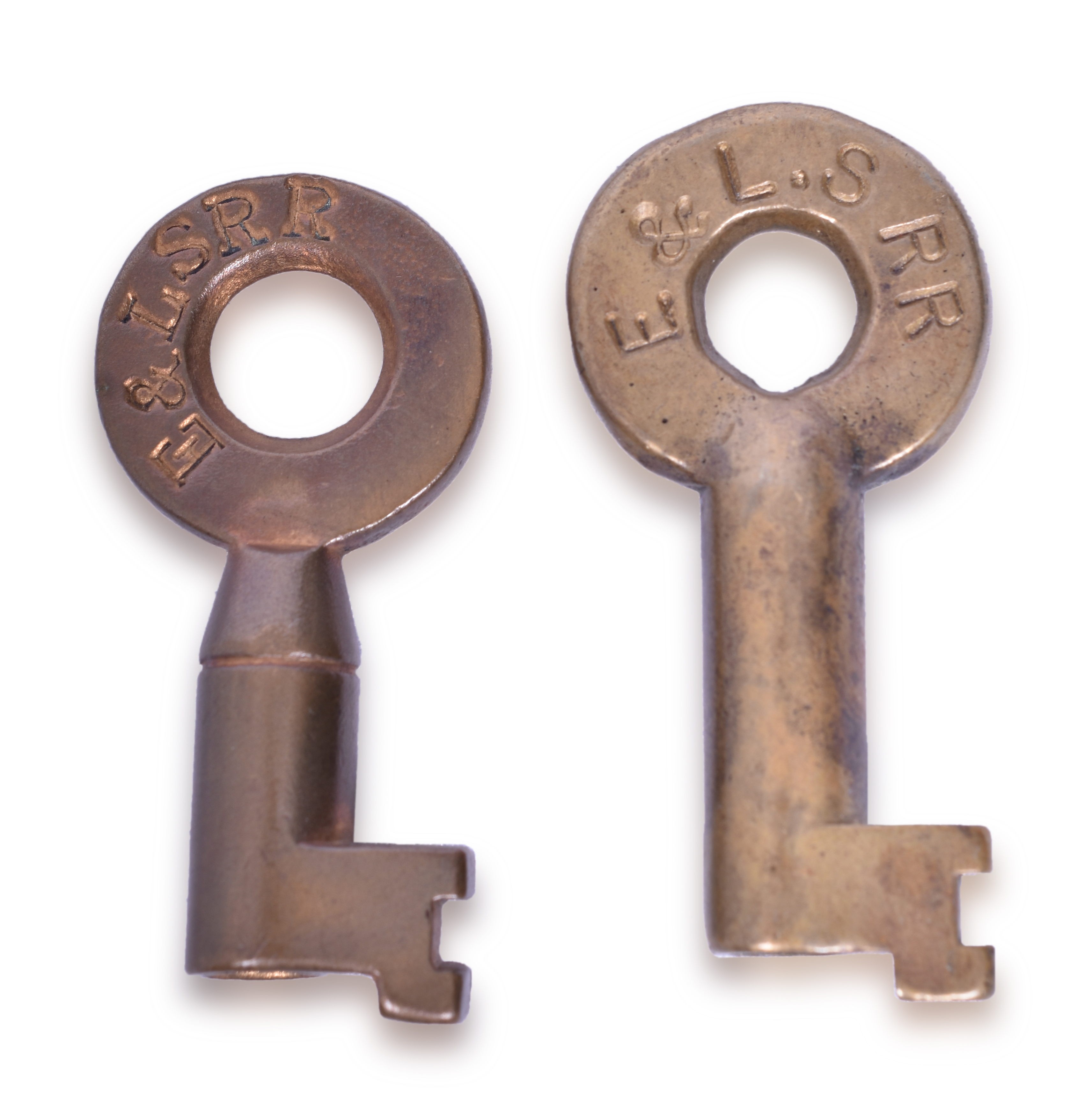 2110 - Pair of Escanaba & Lake Superior Brass Railroad Switch Keys thumbnail