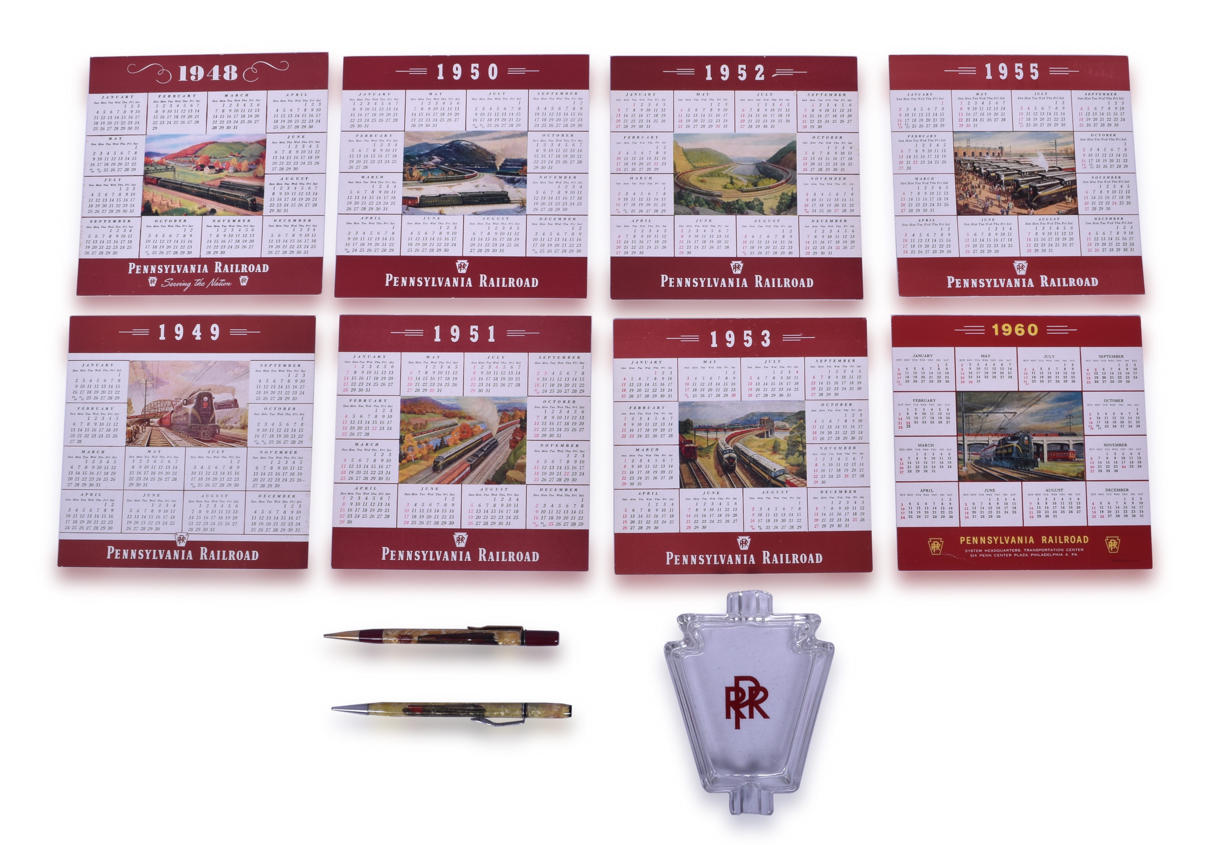 2111 - Pennsylvania Railroad Calendars, Mechanical Pencils & Ash Tray thumbnail