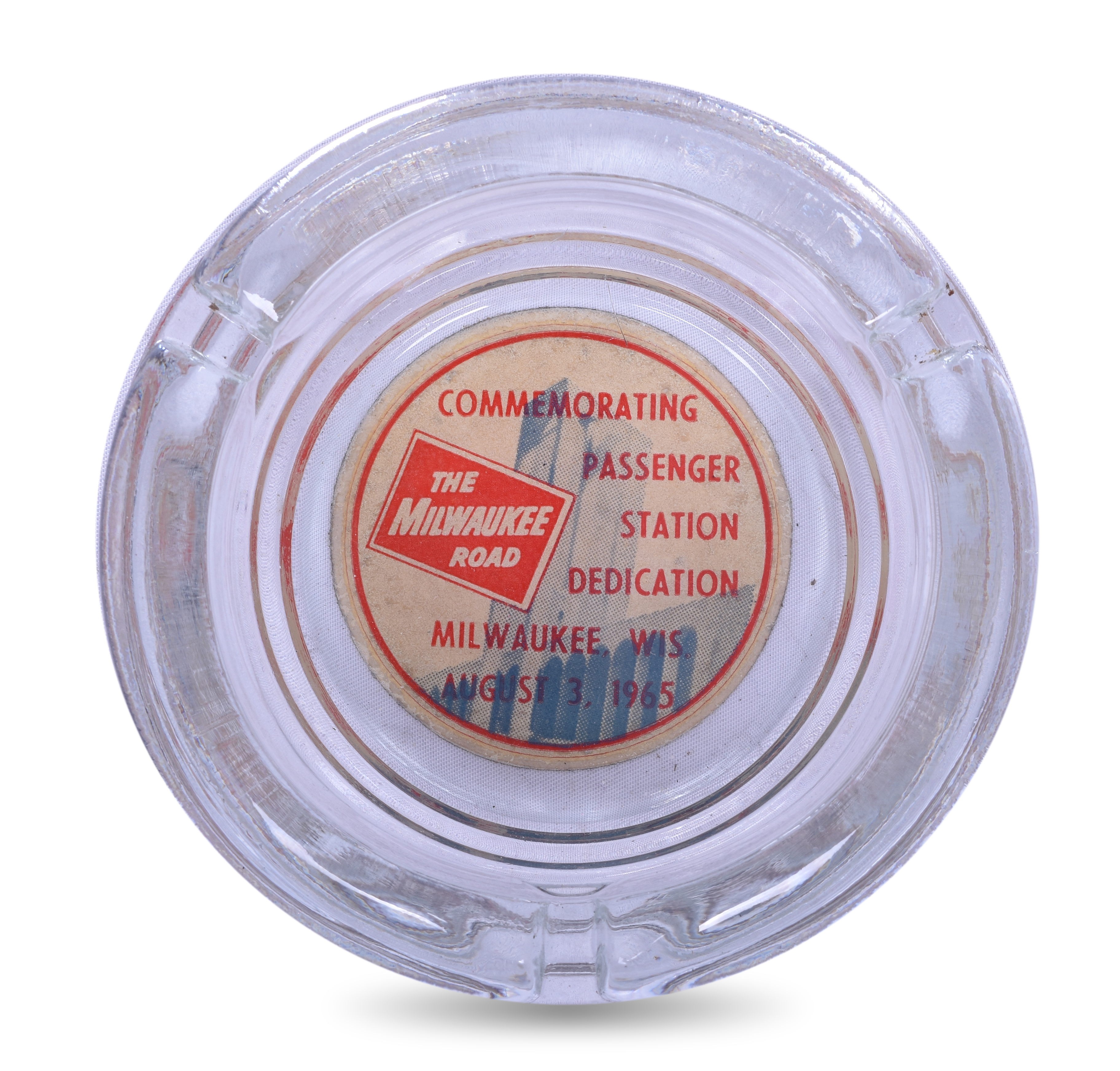 2113 - The Milwaukee Road Round Glass Ash Tray - Milwaukee Road Station Dedication thumbnail