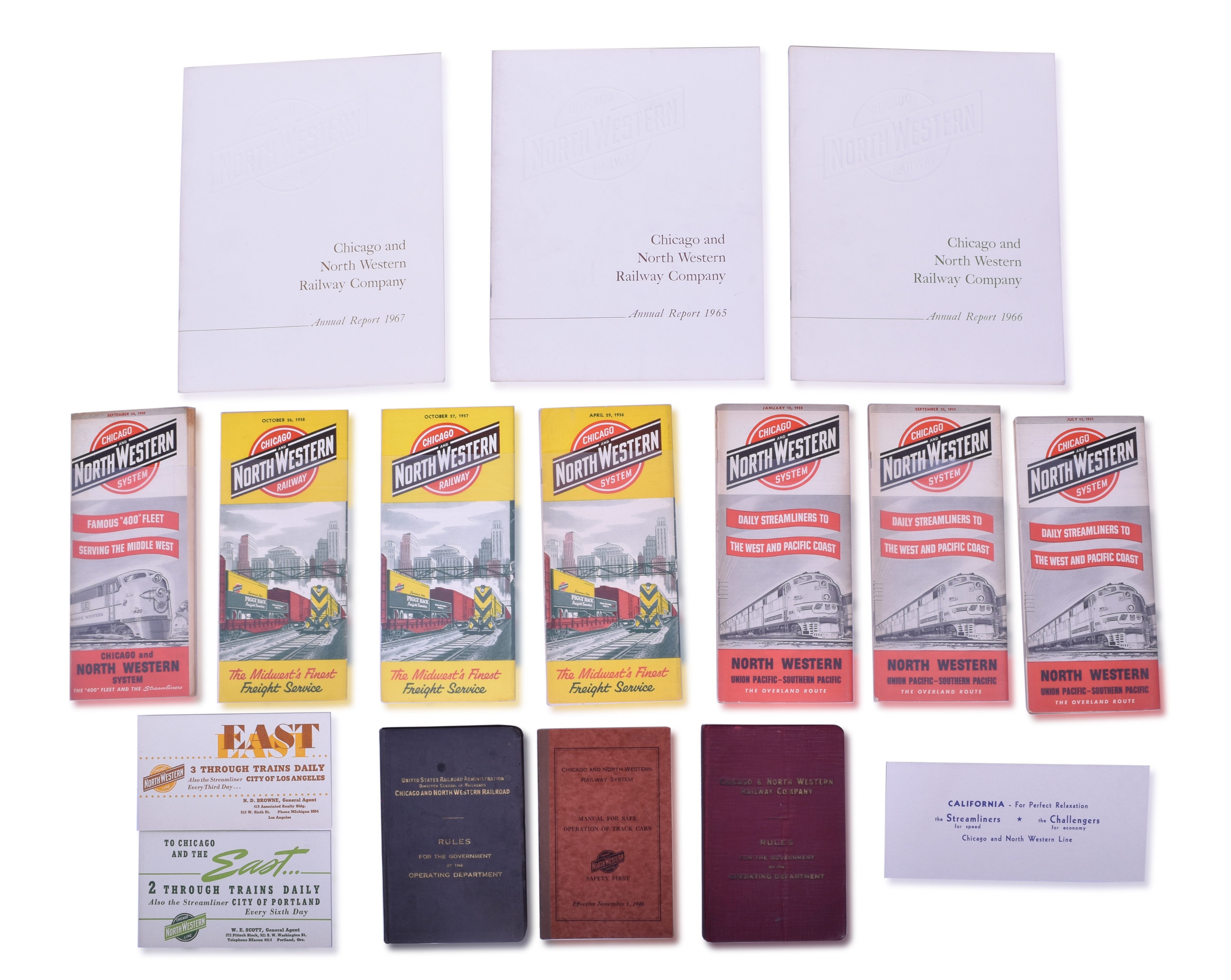 2125 - Three Chicago & North Western Ink Blotters, Rules Books, Timetables & Annual Reports 1965, 1966 & 1967 thumbnail