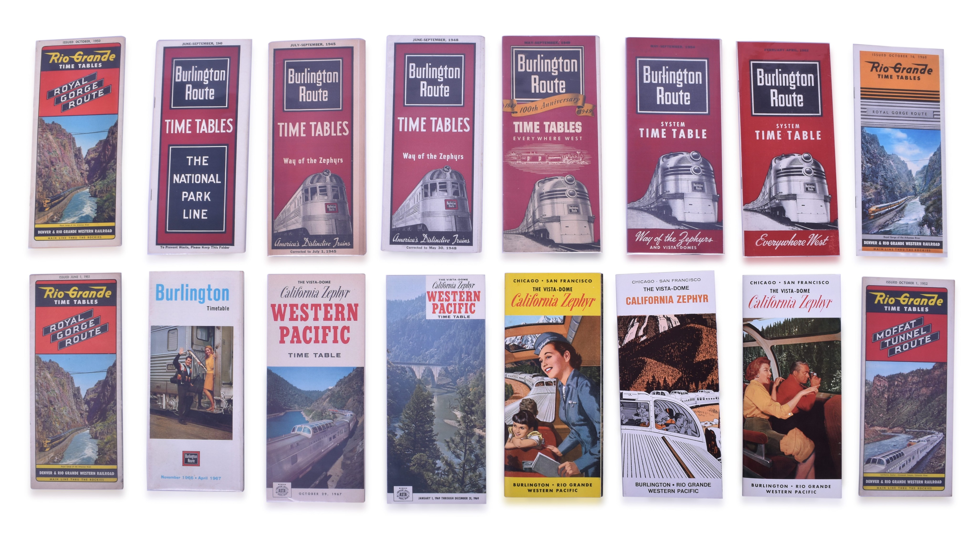 2143 - Burlington Route, California Zephyr & Rio Grand Railroad Timetables. thumbnail