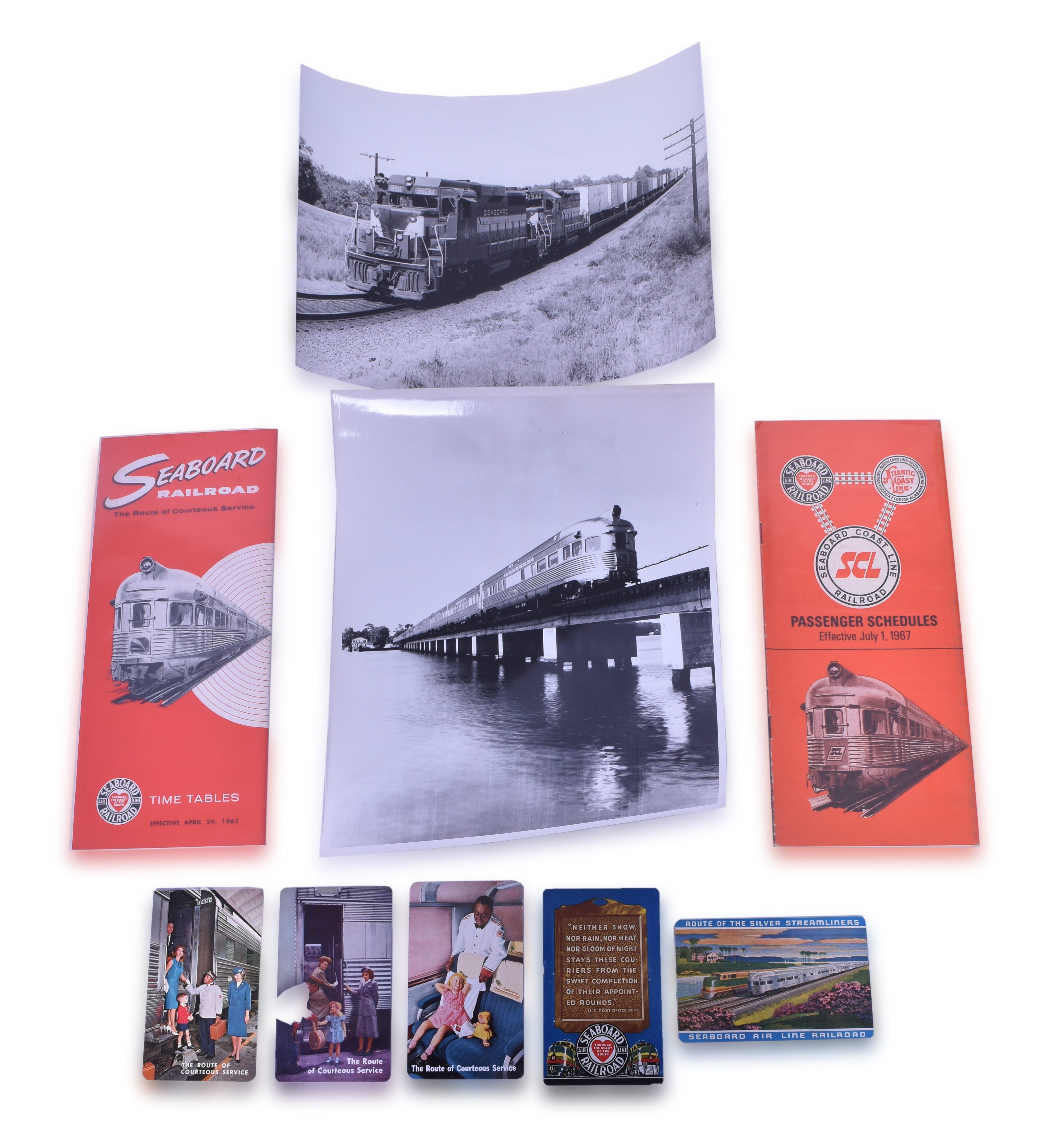 2185 - Seaboard Air Line Railroad Timetables, Yearly Pocket Calendars and Black & White Photos. thumbnail