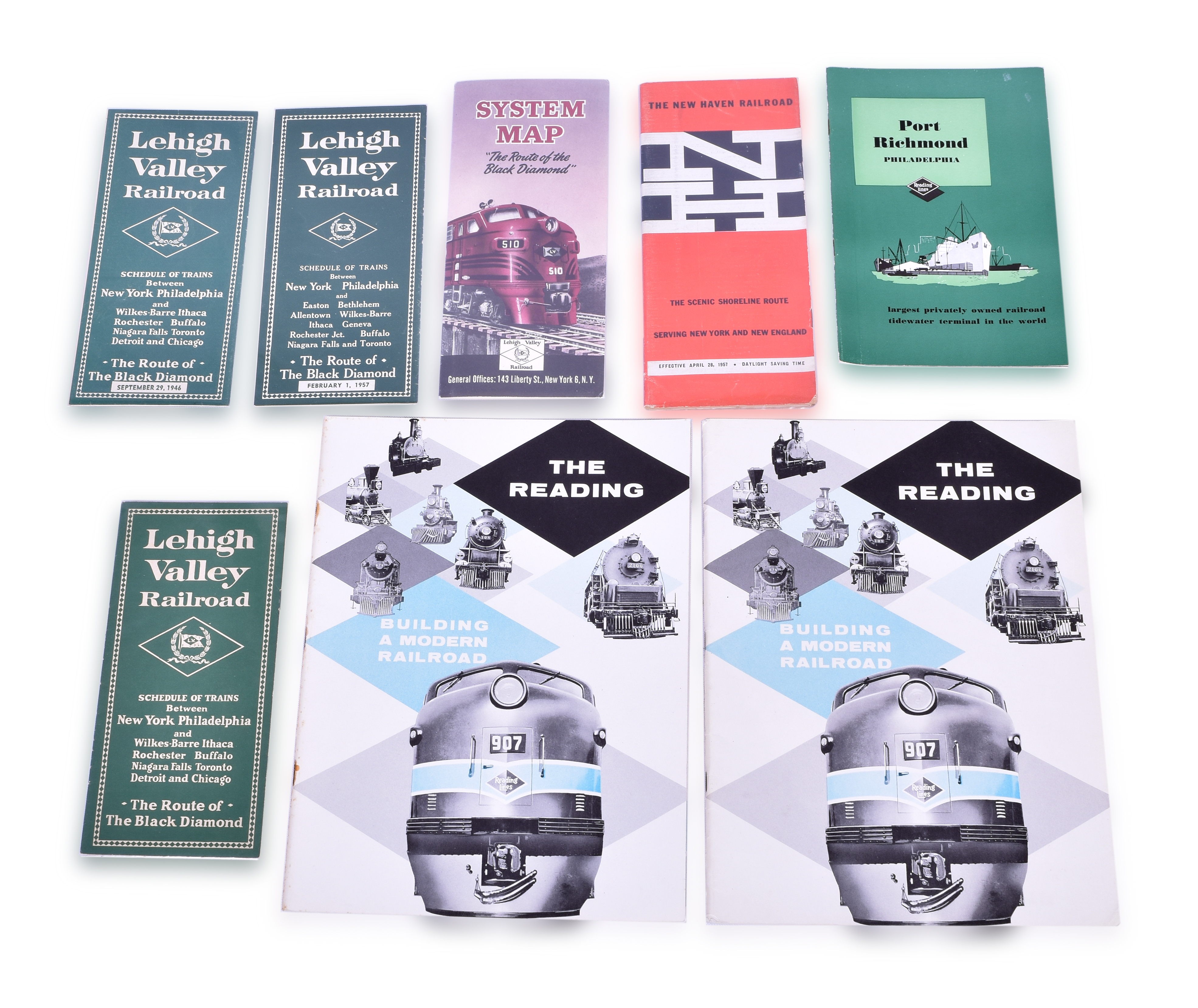2187 - Lehigh Valley Railroad, New Haven Railroad & The Reading Lines Railroad Timetables, Brochure and Booklets thumbnail