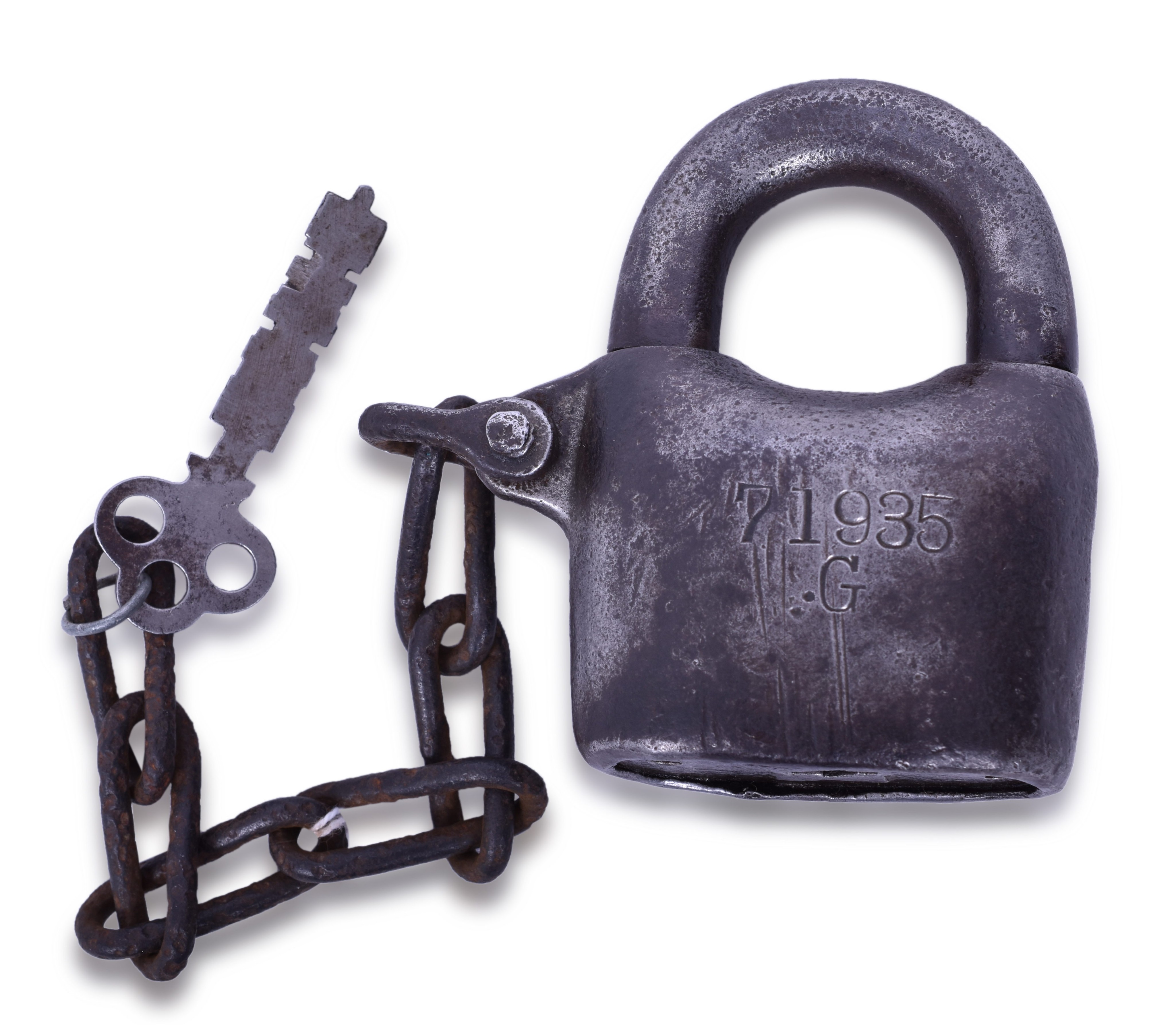 2198 - Charles J. Fields & Sons Pennsylvania Railroad Potato Lock w/ Key thumbnail