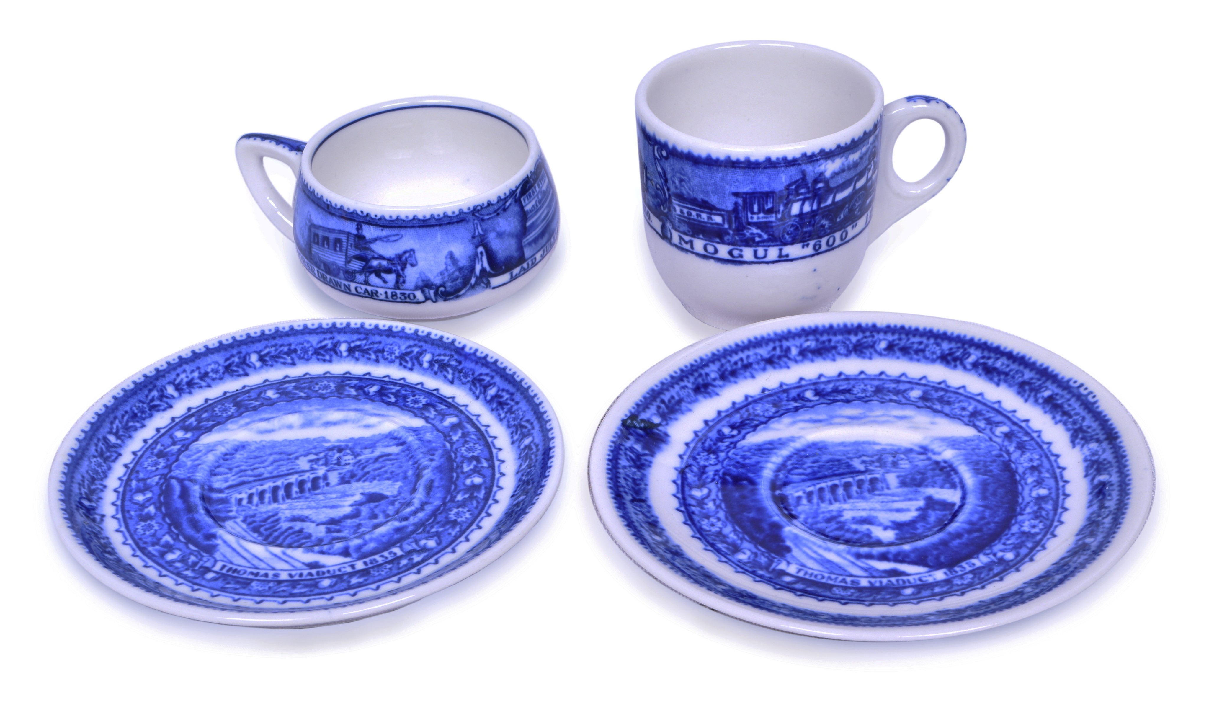 2203 - Scammell's Lamberton China Baltimore & Ohio Railroad Demi Cup, Hot Chocolate Cup & Saucers thumbnail