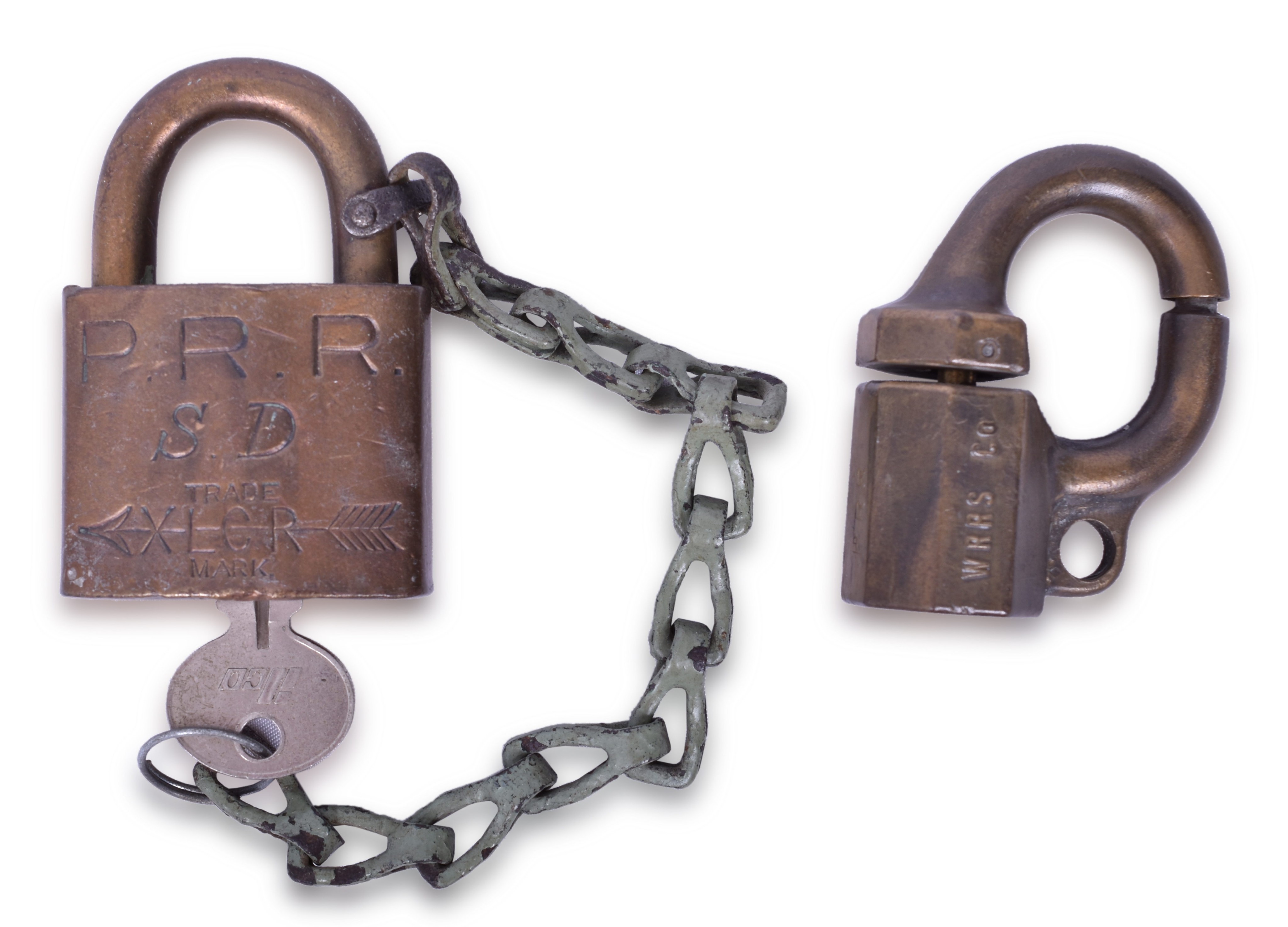 2206 - Pennsylvania Railroad Pair of Signal Department Locks - XLCR and Western Railroad Supply thumbnail