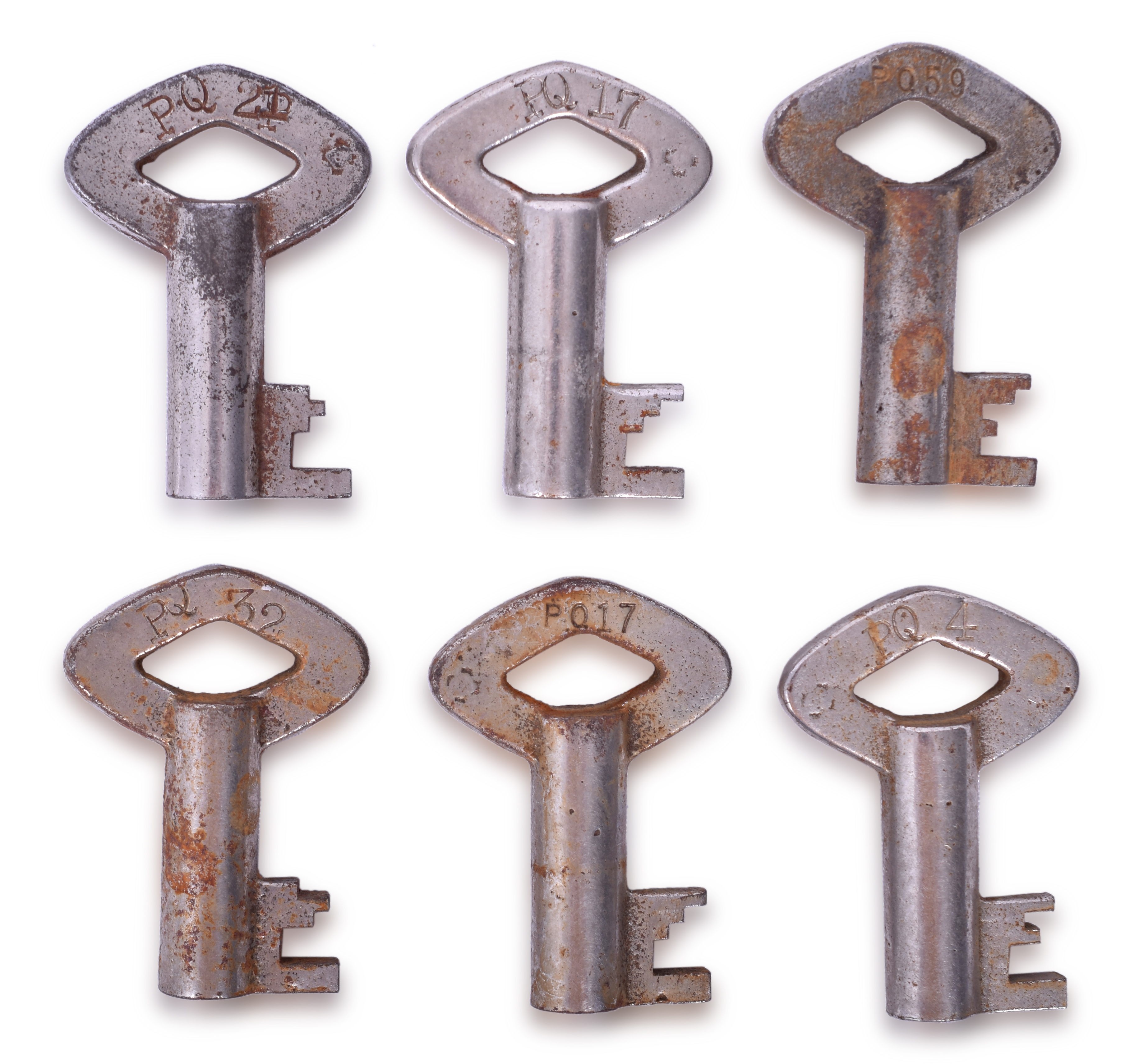 2210 - Six PQ Marked Steel Keys - Pennsylvania Railroad thumbnail