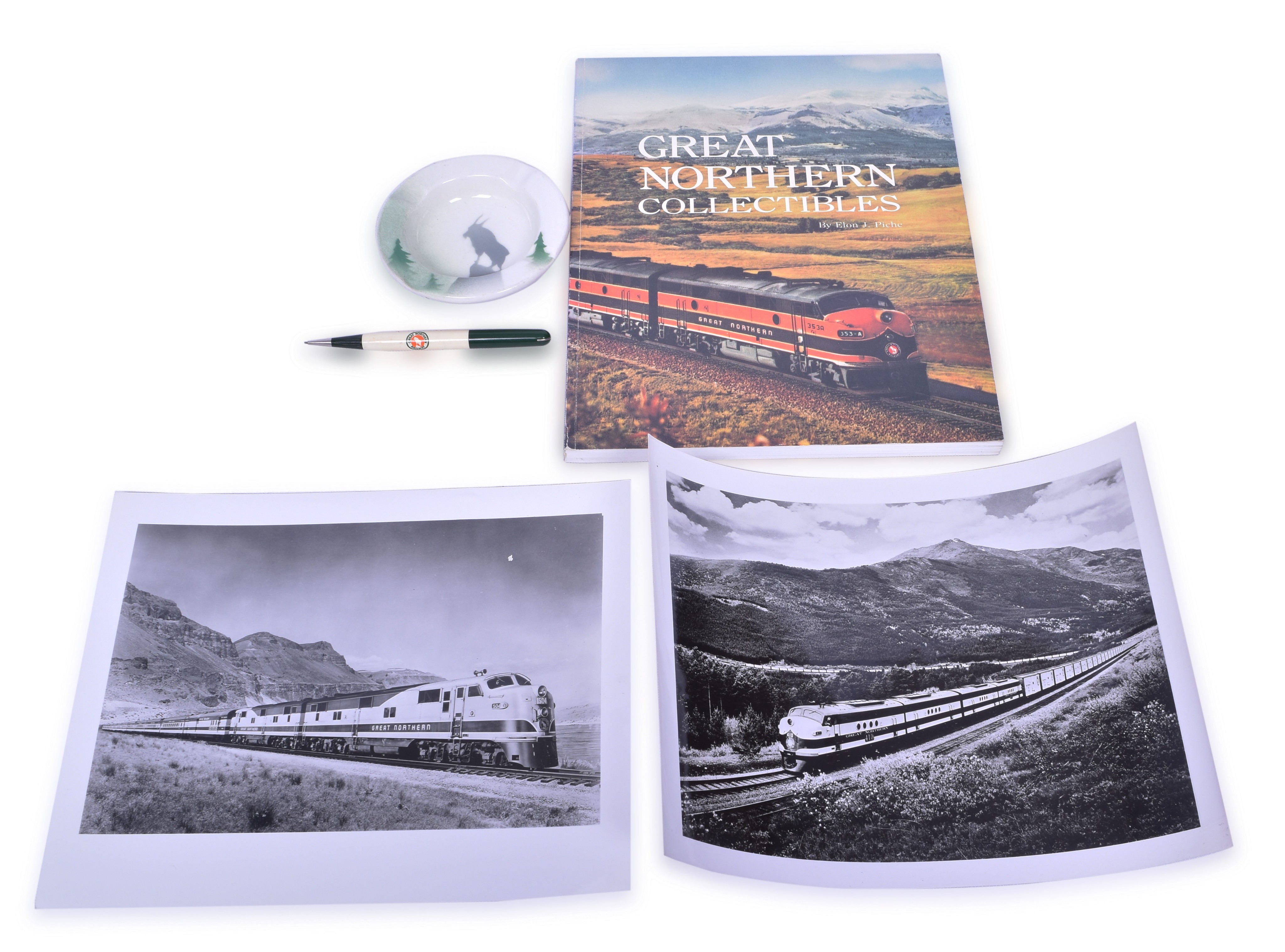 2261 - Great Northern Railroad Photos, Mechanical Pencil, Ash Tray & a Book - Elon Piche thumbnail
