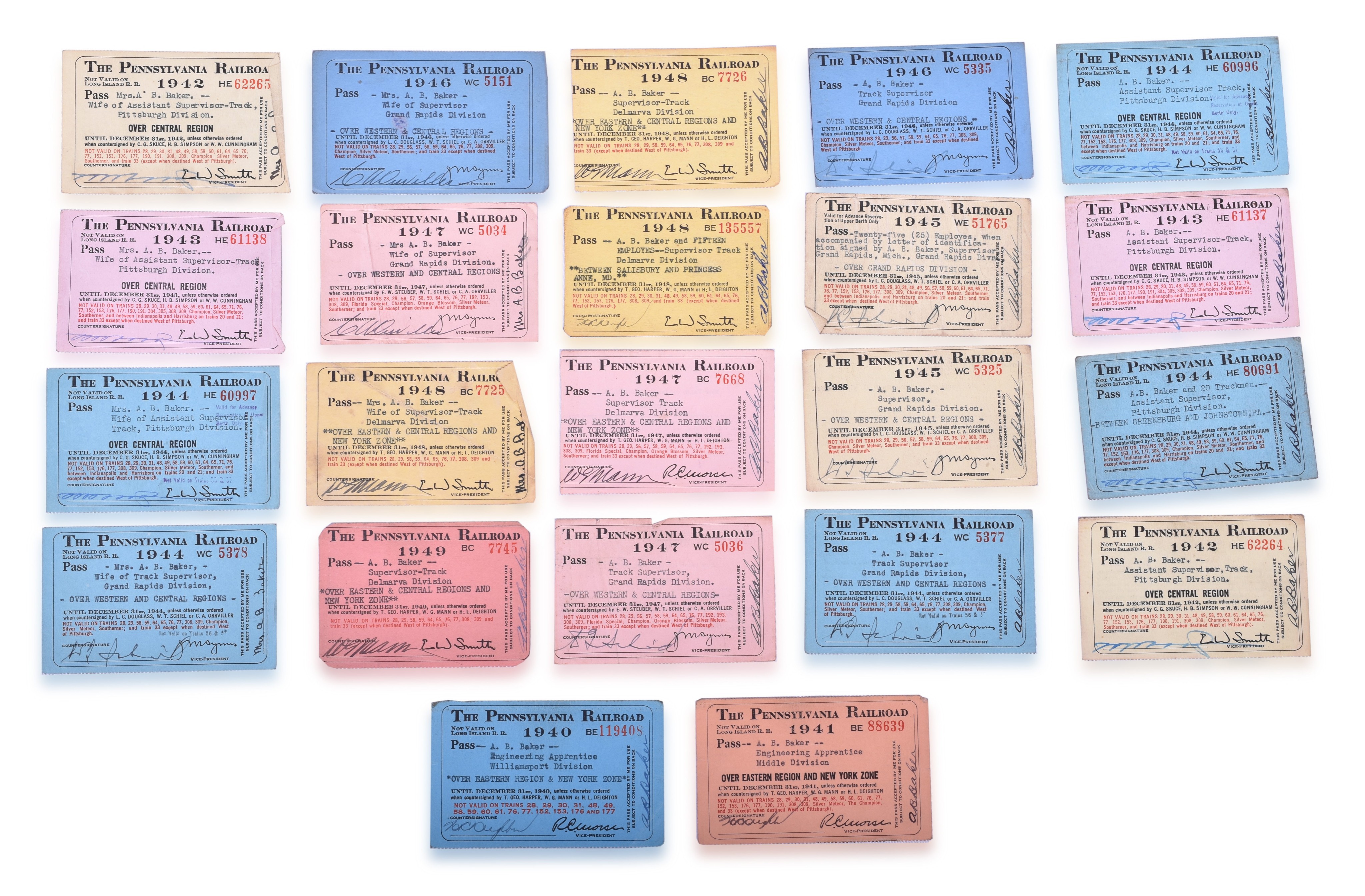 2262 - Twenty two Pennsylvania Railroad passes 1940-1949 thumbnail