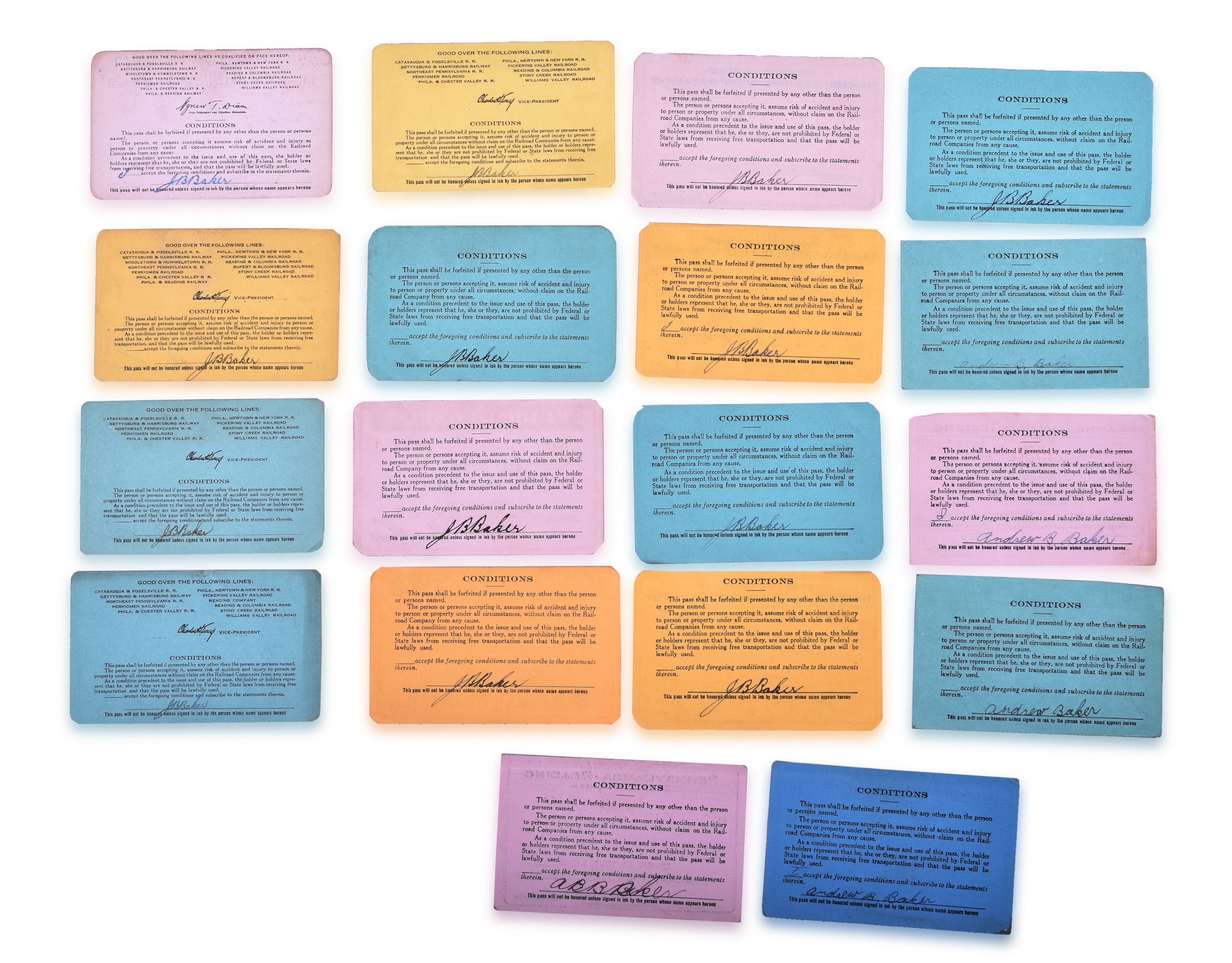 2270 - Eighteen Reading Company / Central Railroad Company of New Jersey Railroad Passes 1916-1939 thumbnail