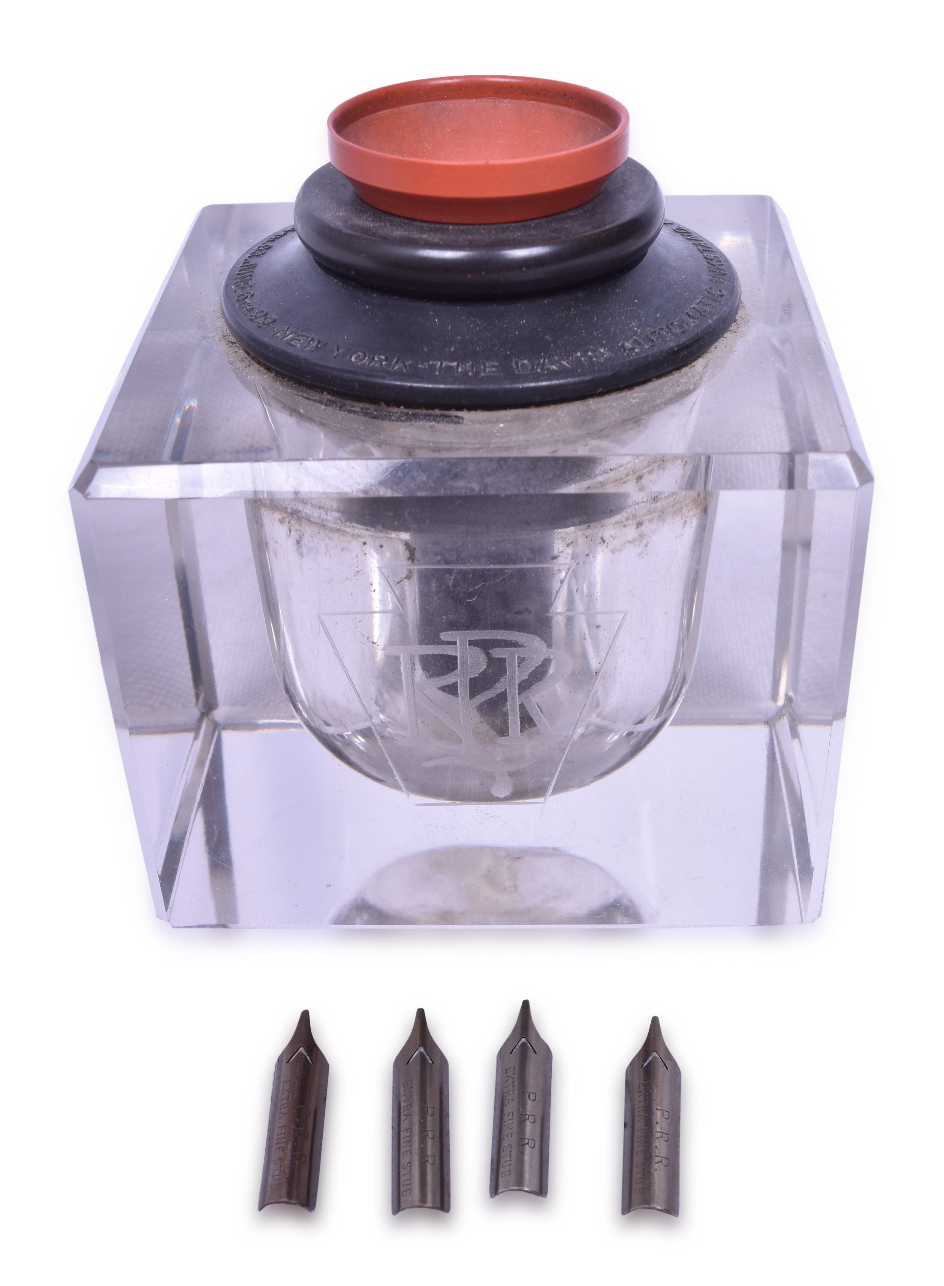 2279 - Pennsylvania Railroad Desk Ink Well & 4 Ink Tips thumbnail