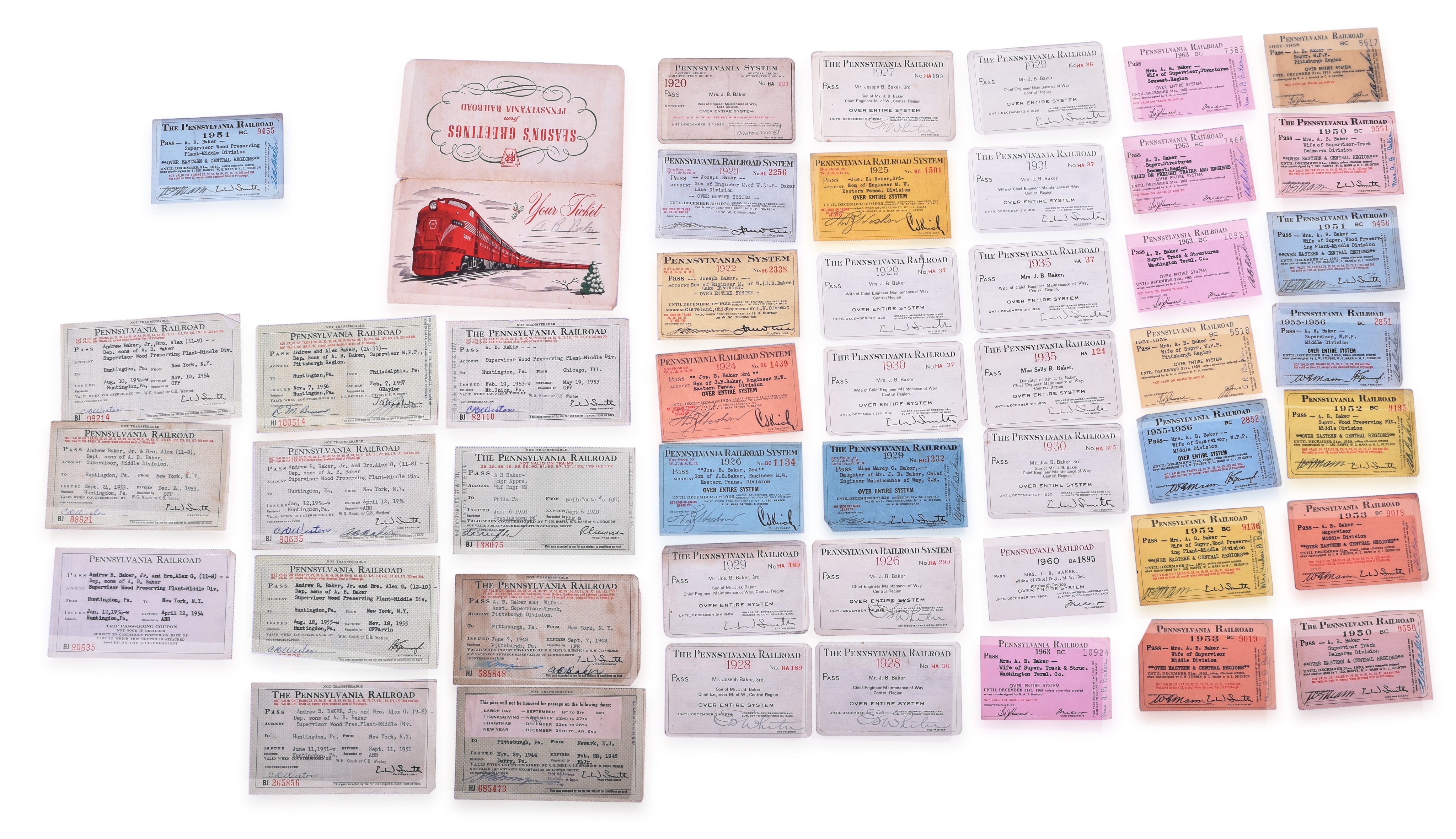 2282 - 47 Pennsylvania Railroad Passes and Trip Passes 1920-1969 thumbnail