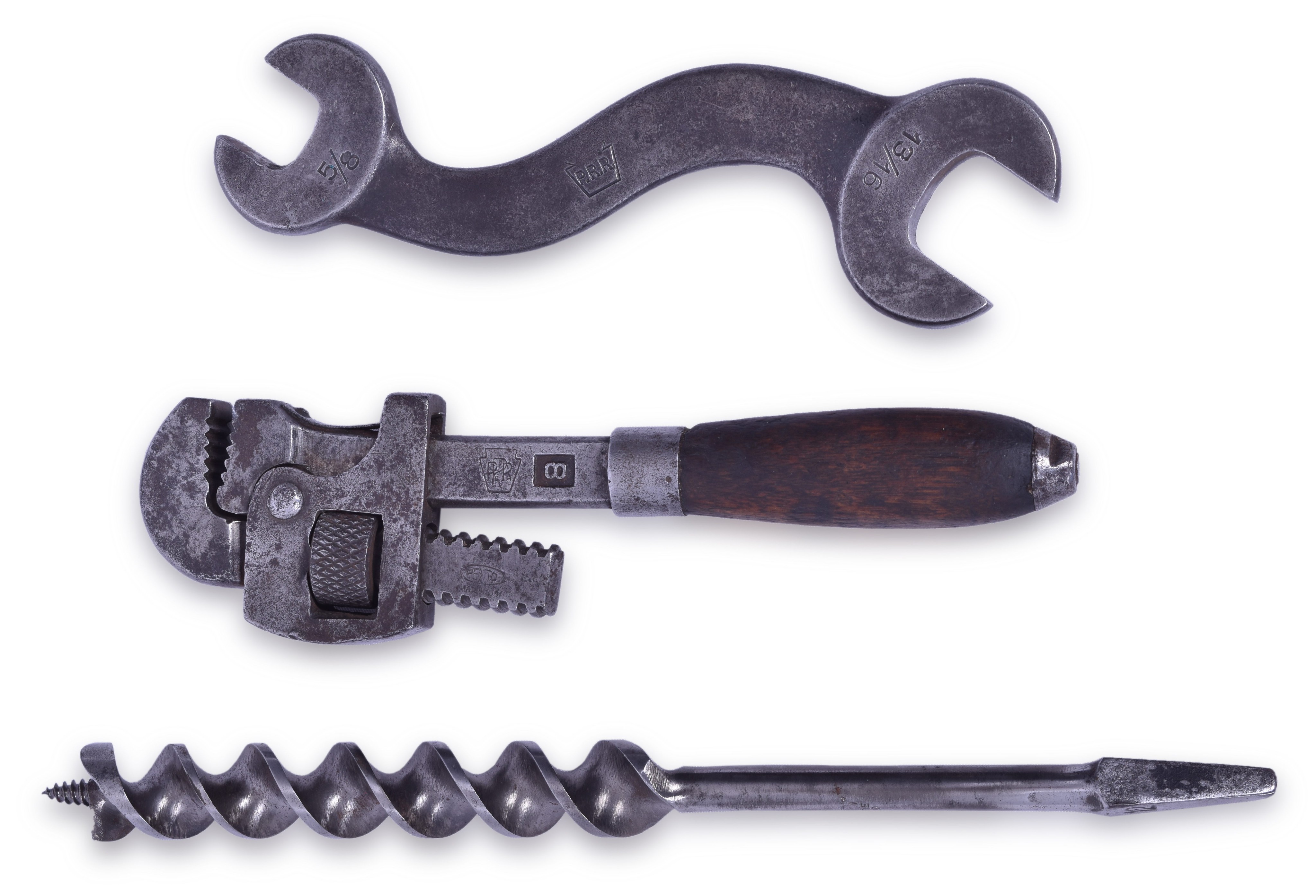 2312 - Pennsylvania Railroad Marked Pexto Monkey Wrench, American Wrench, and Utility Drill Bit thumbnail