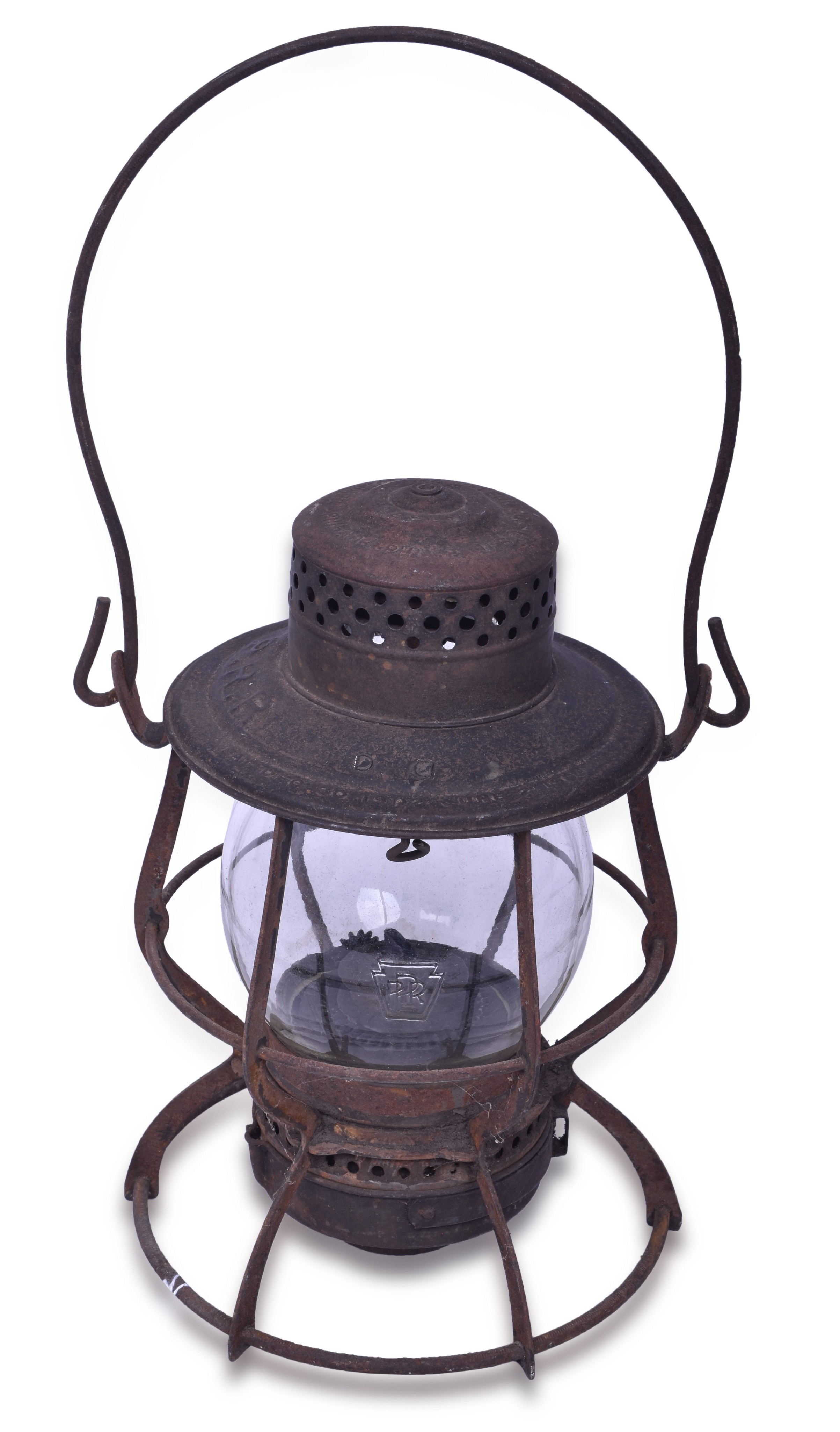 2331 - Pennsylvania Railroad Keystone Tall Globe Lantern w/ Keystone Cast Globe thumbnail