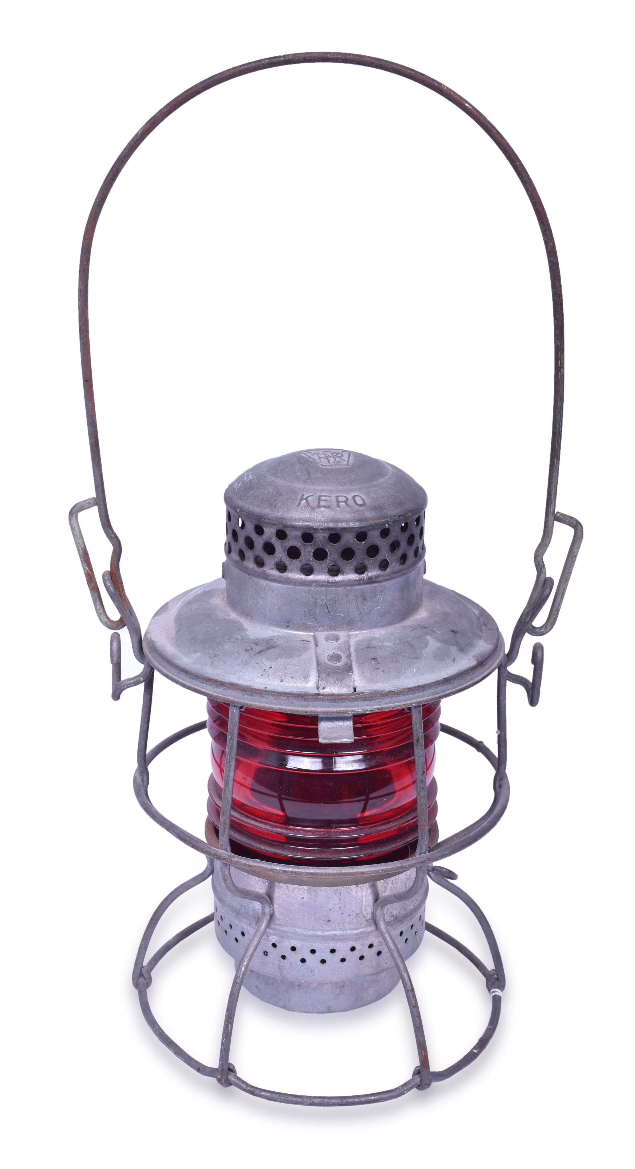 2344 - Adlake Pennsylvania Railroad Kero Lantern w/ Red Fresnel Globe thumbnail