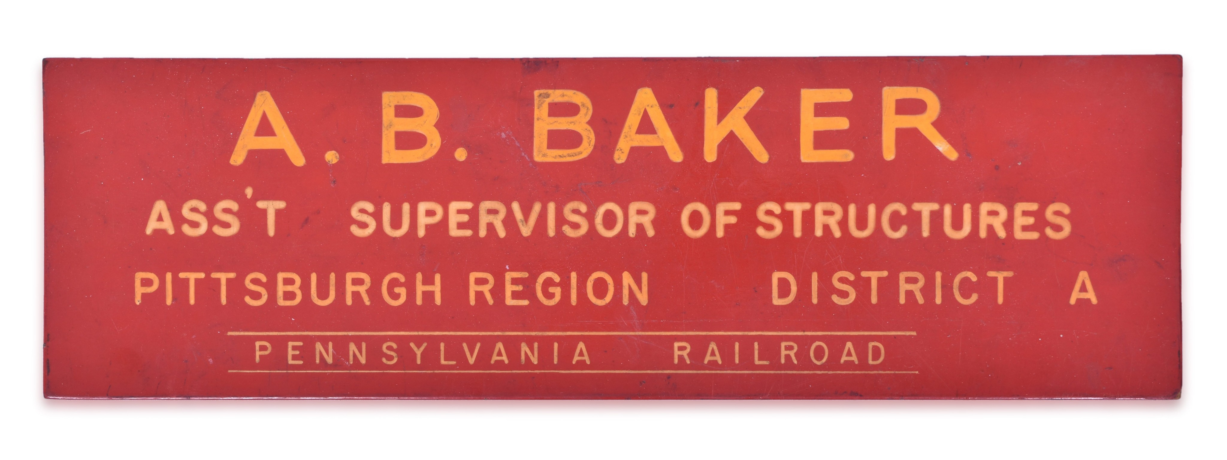 2354 - A.B. Baker Pennsylvania Railroad Masonite Sign thumbnail