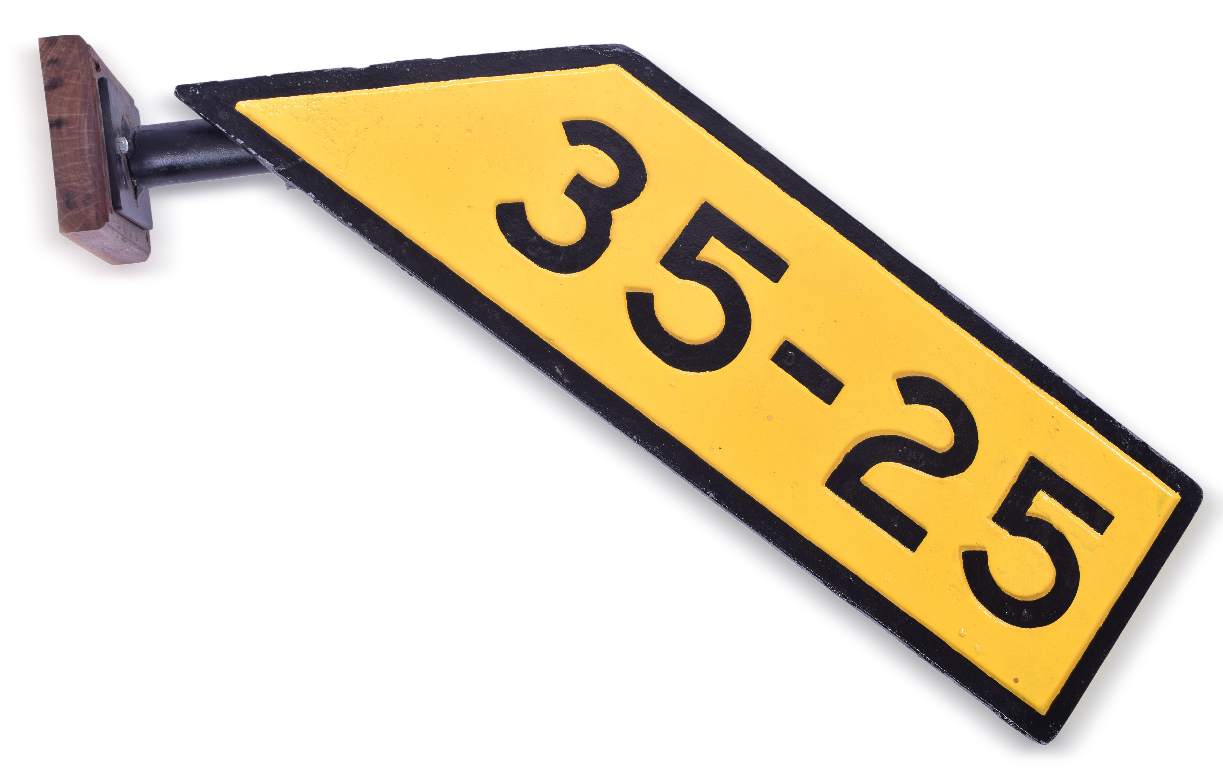 2355 - Cast Iron Illinois Terminal Railroad Angled Speed Reduction Sign thumbnail