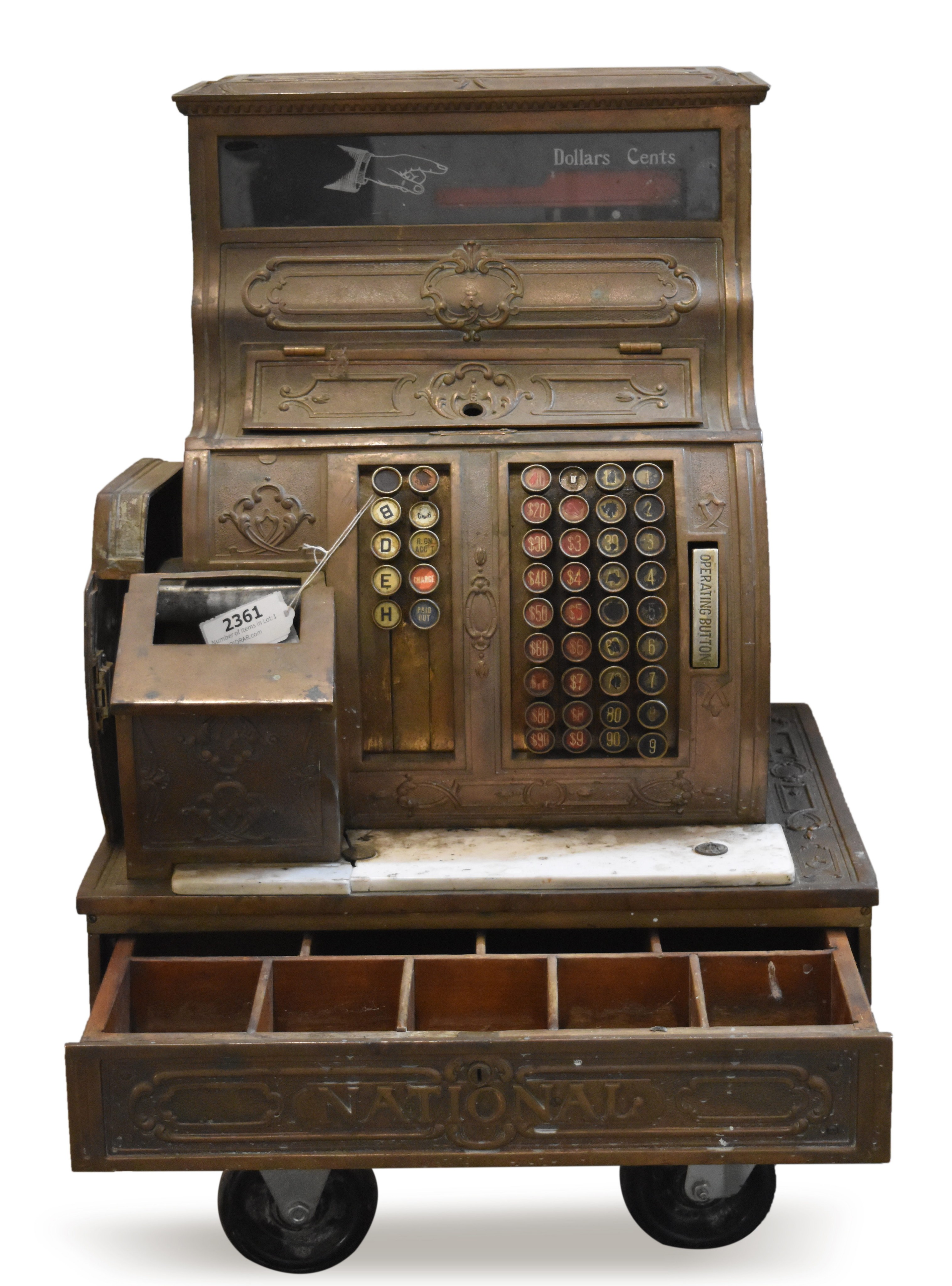 2361 - National 1064-G Ornate Brass Cash Register thumbnail