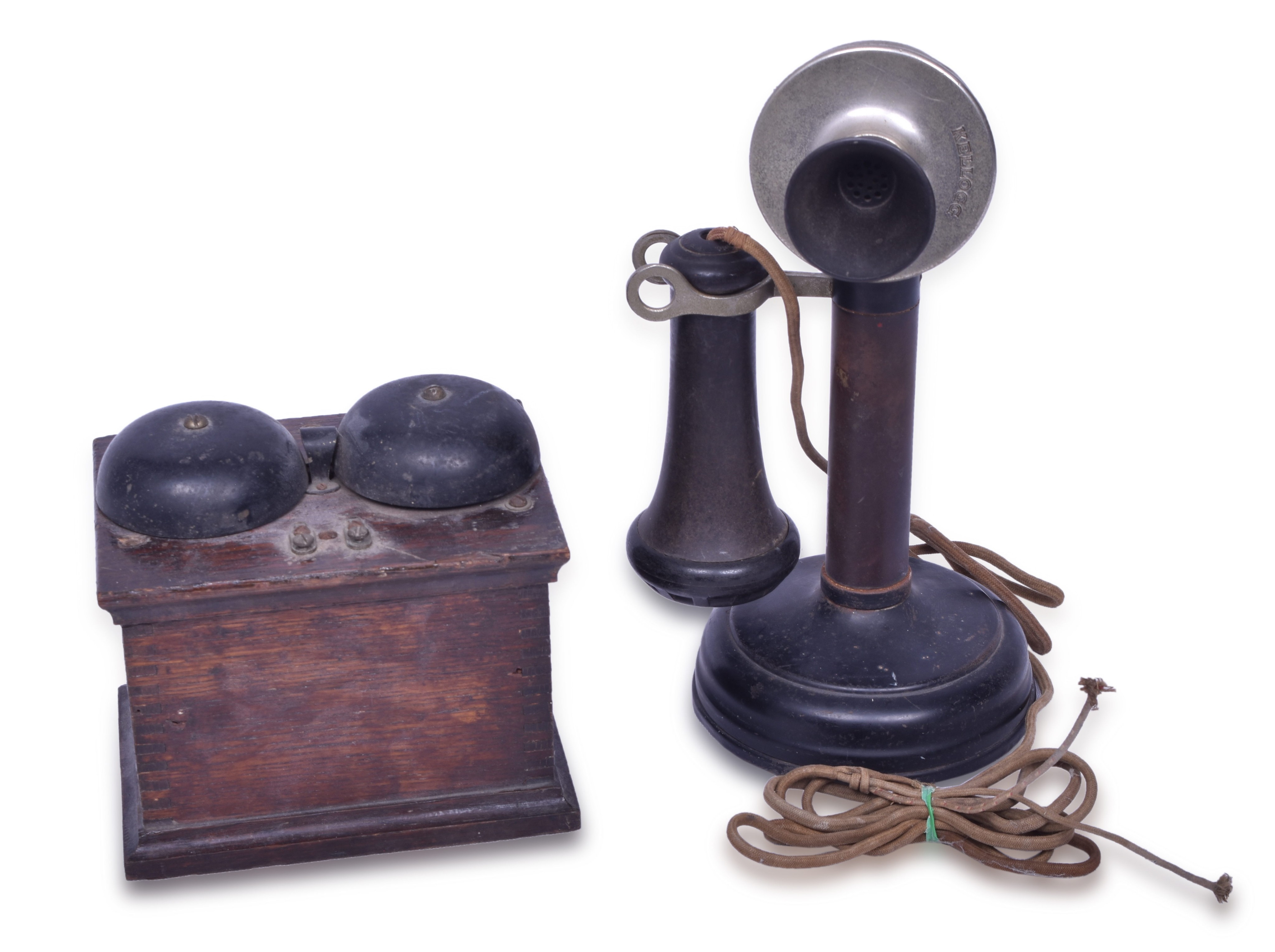 2366 - Kellogg Candlestick Phone with Pennsylvania Railroad Marked Wooden Ringer Box thumbnail