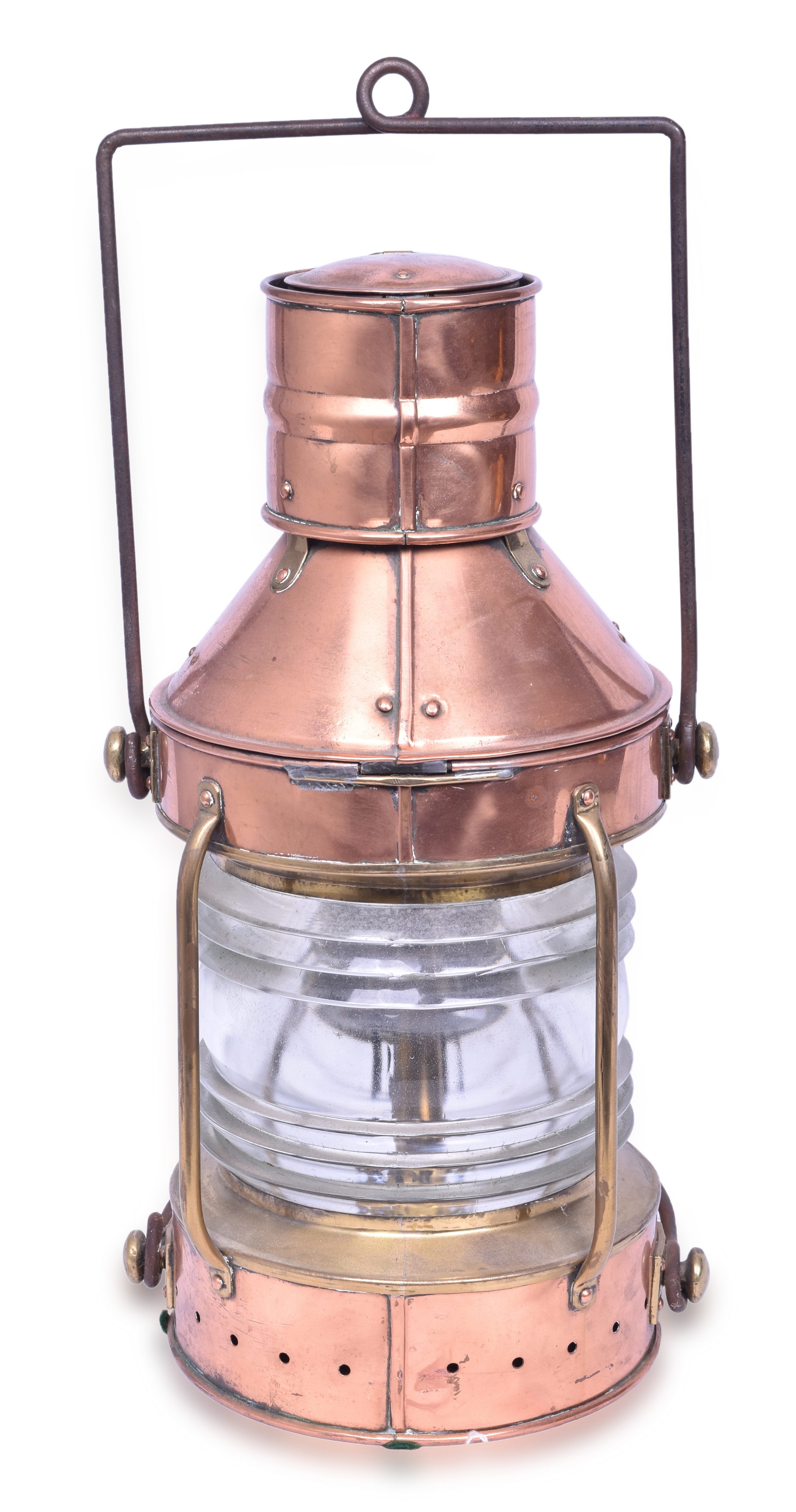 2377 - Large Copper and Brass 822A Nautical Maritime Ship Lamp / Lantern thumbnail