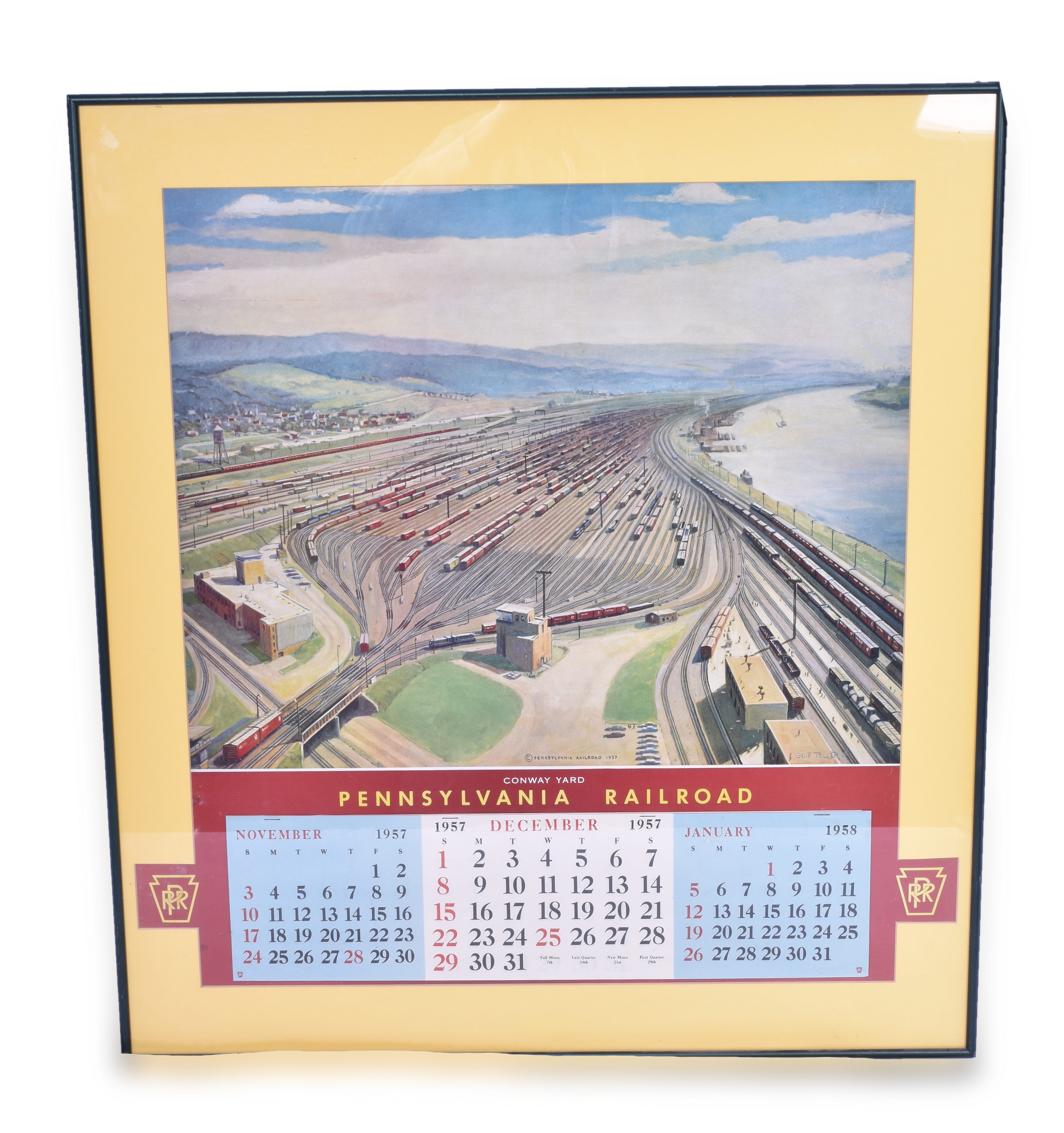 2387 - Framed 1958 Pennsylvania Calendar Featuring Conway Yard thumbnail