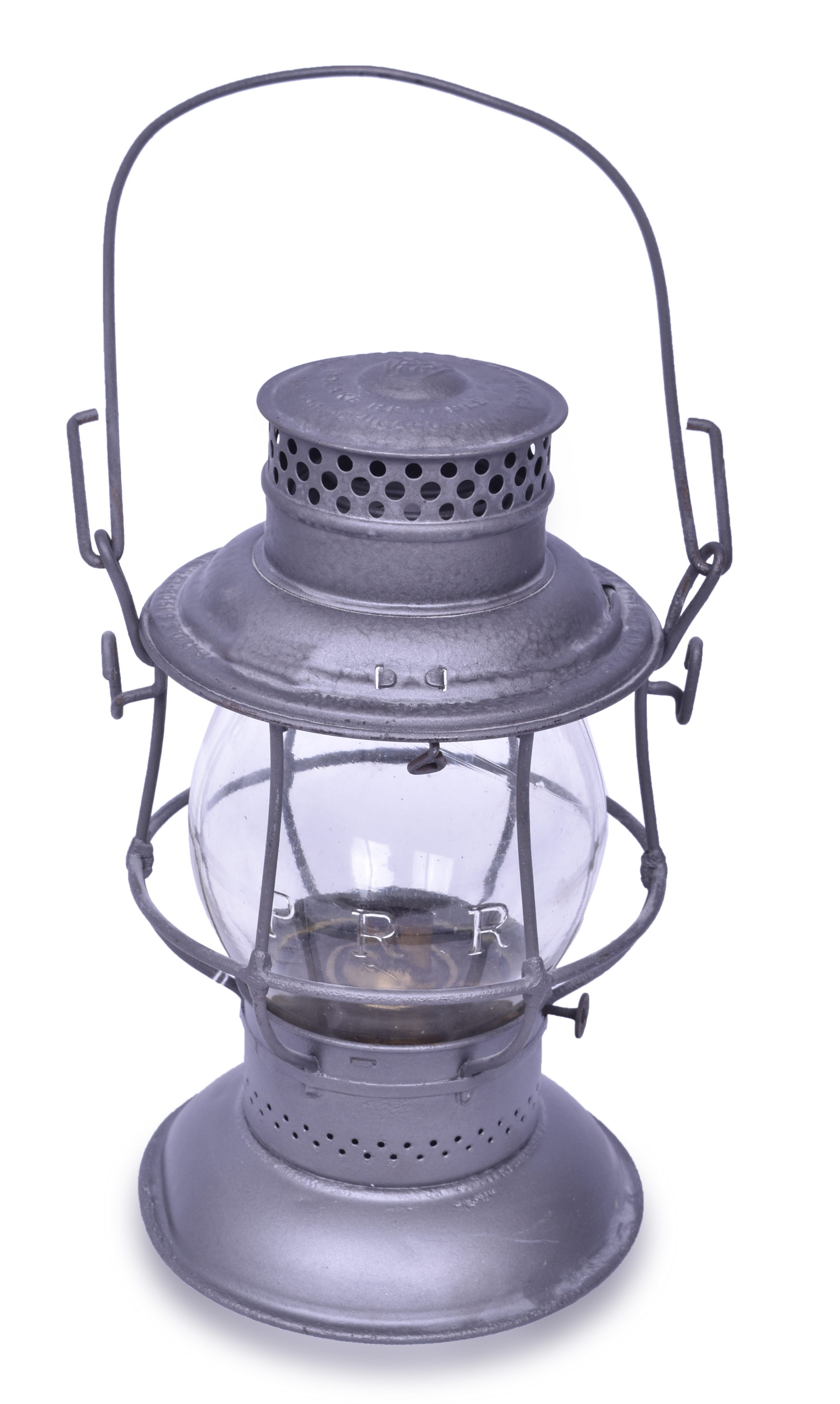 2390 - Adams & Westlake Pennsylvania Railroad Bell Bottom Lantern With Pennsylvania Cast Clear Globe thumbnail