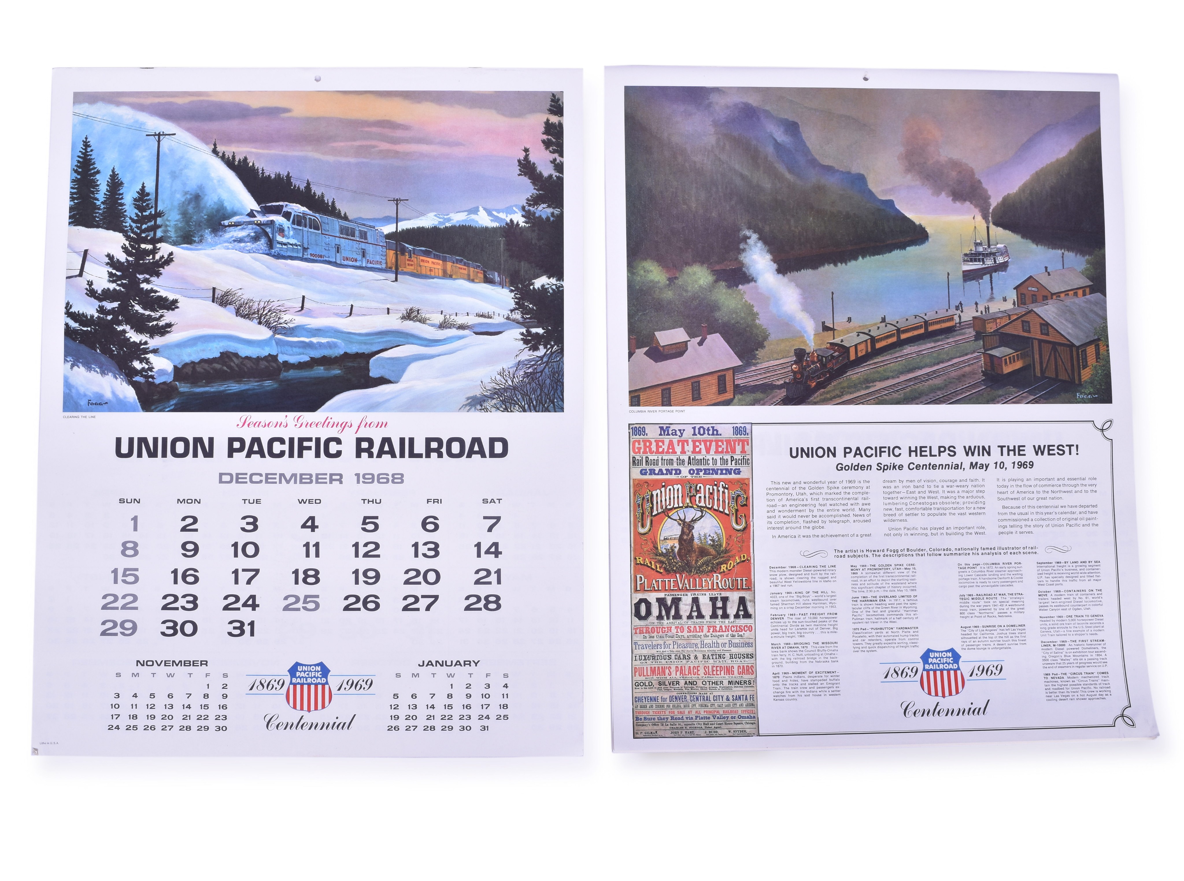 2399 - Six Union Pacific Railroad Prints and Calendars Featuring the Artwork of Howard Fogg thumbnail