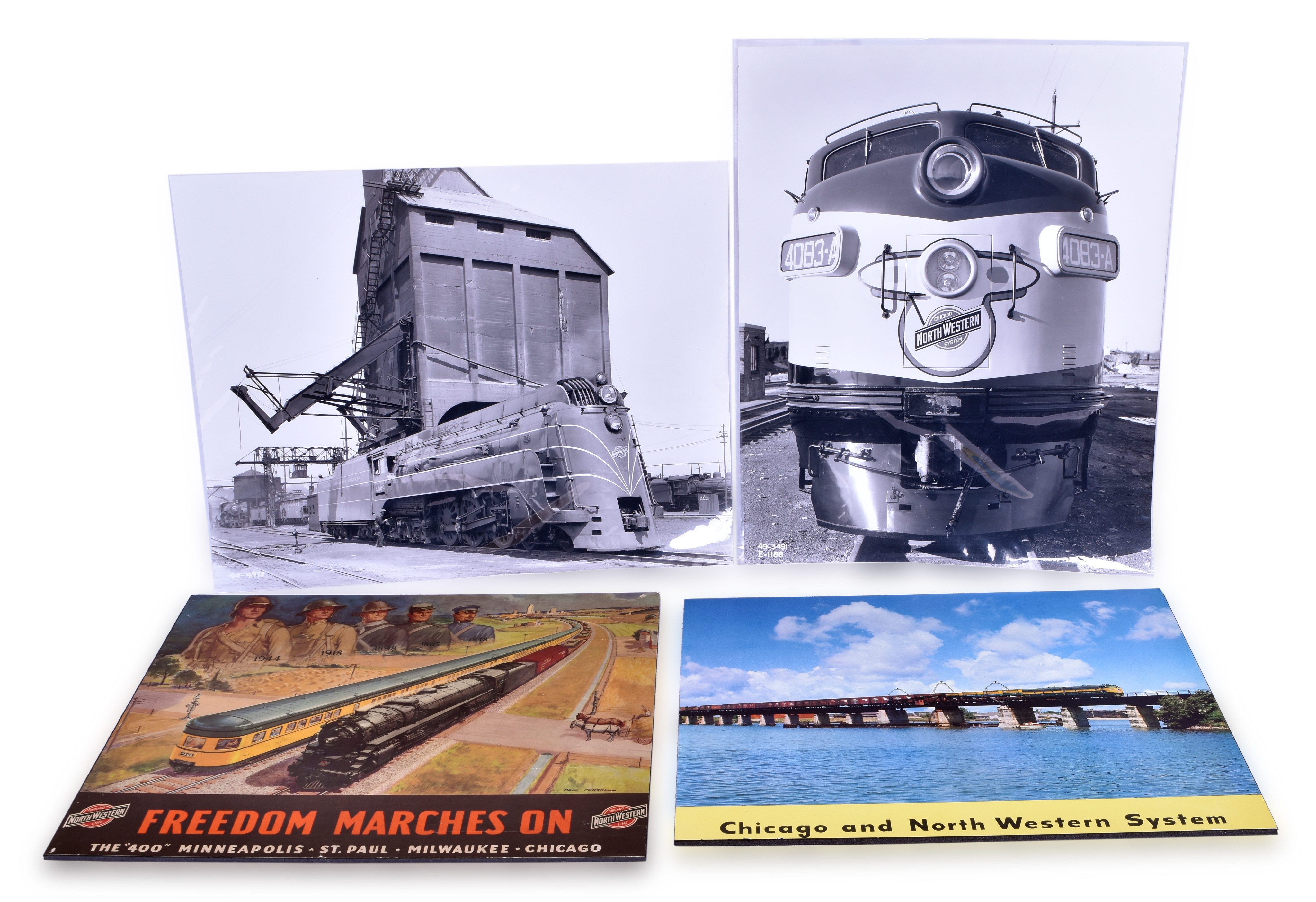 2403 - Group of Chicago and North Western Large Format Locomotive Photos and Advertising thumbnail