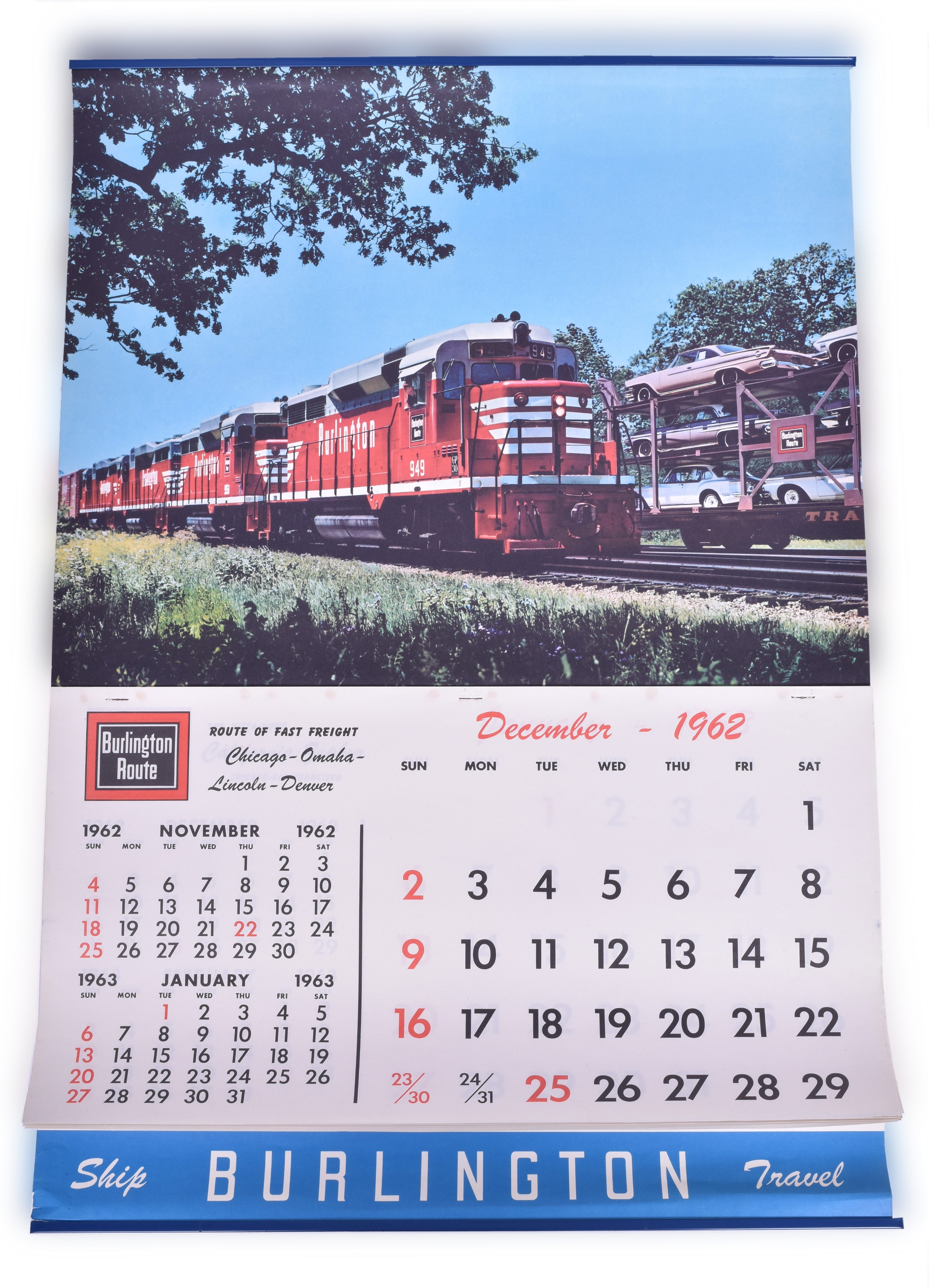 2407 - CB&Q / Burlington 1963 Calendar - Unused and Advertising Photographs thumbnail