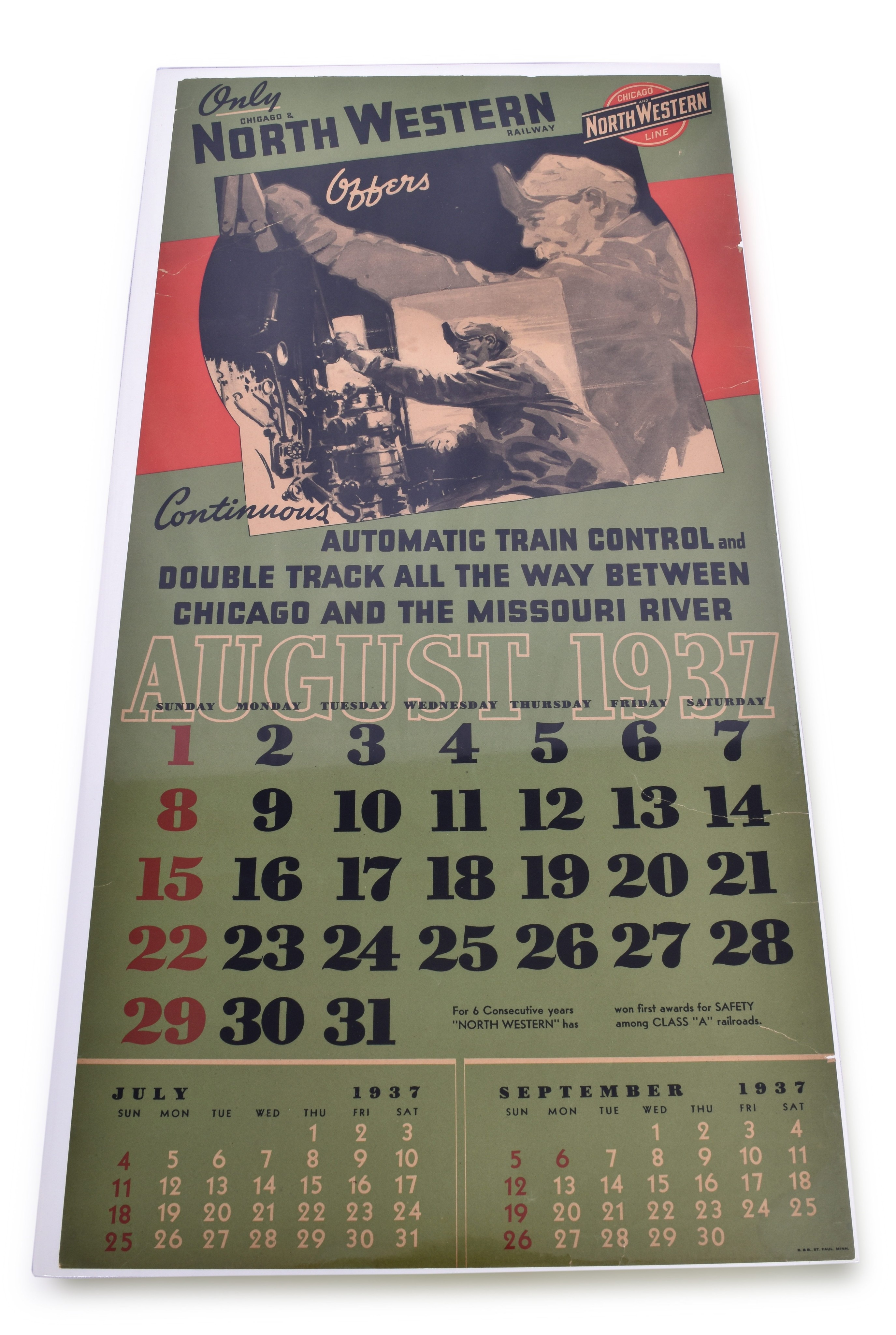 2423 - Chicago and North Western Railroad August 1937 Travel Poster / Calendar thumbnail
