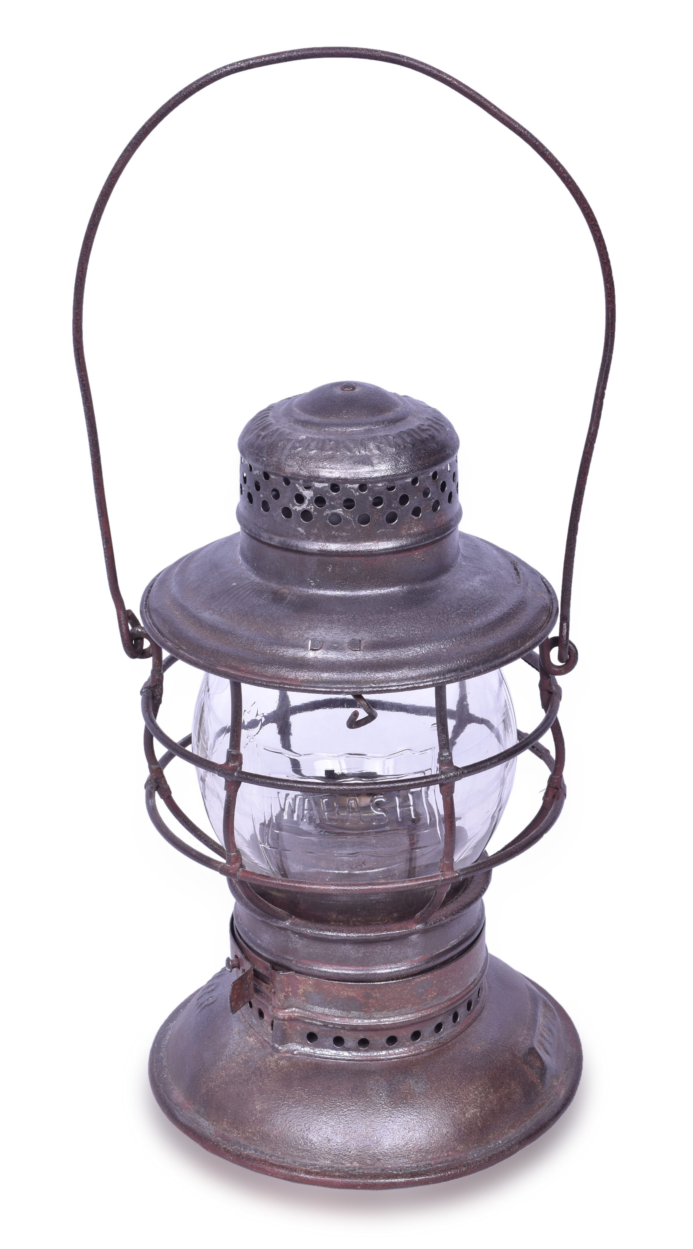 2431 - Handlan Wabash Railroad Bell Bottom Lantern w/ Cast Flag Globe thumbnail