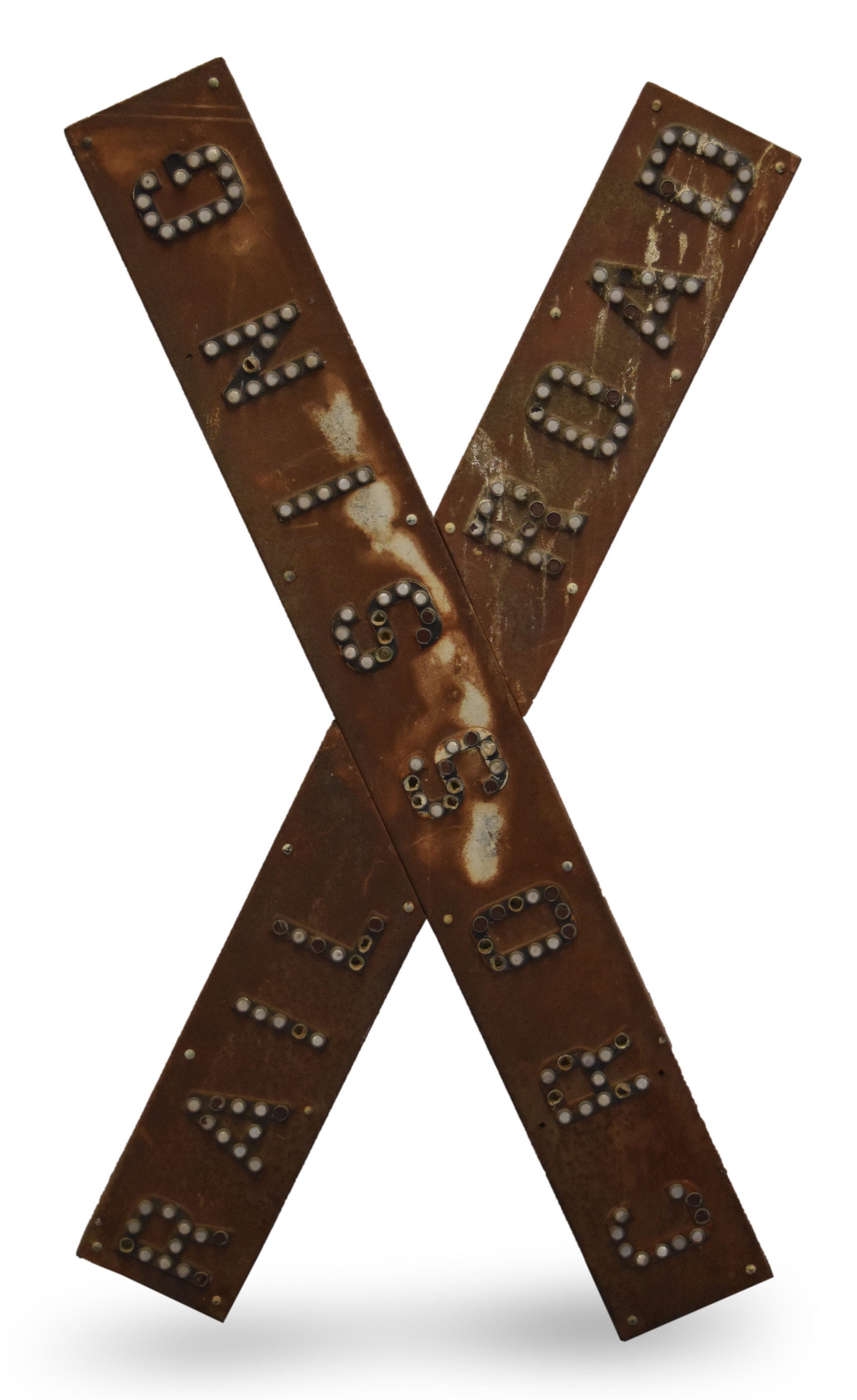 2434 - Steel Railroad Crossing 60 Degree Crossbuck Set w/ Plastic Cat Eye Reflectors thumbnail