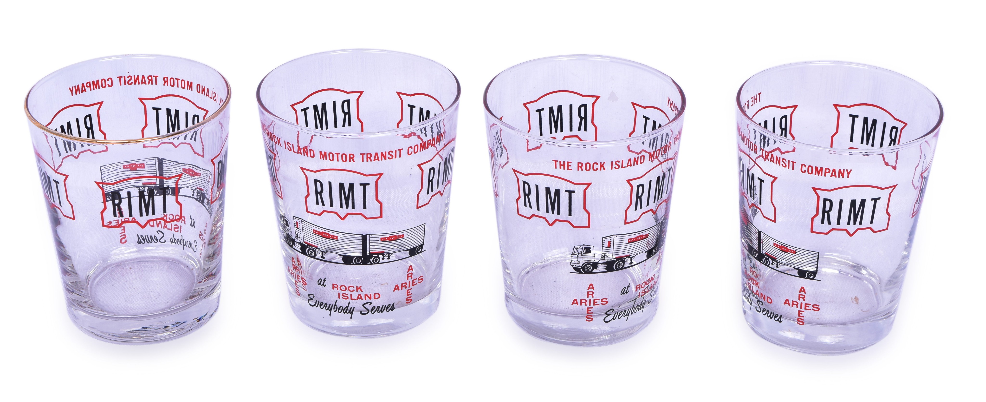 2440 - Set of Four Chicago Rock Island Motor Transit Completely Drinking Glasses thumbnail