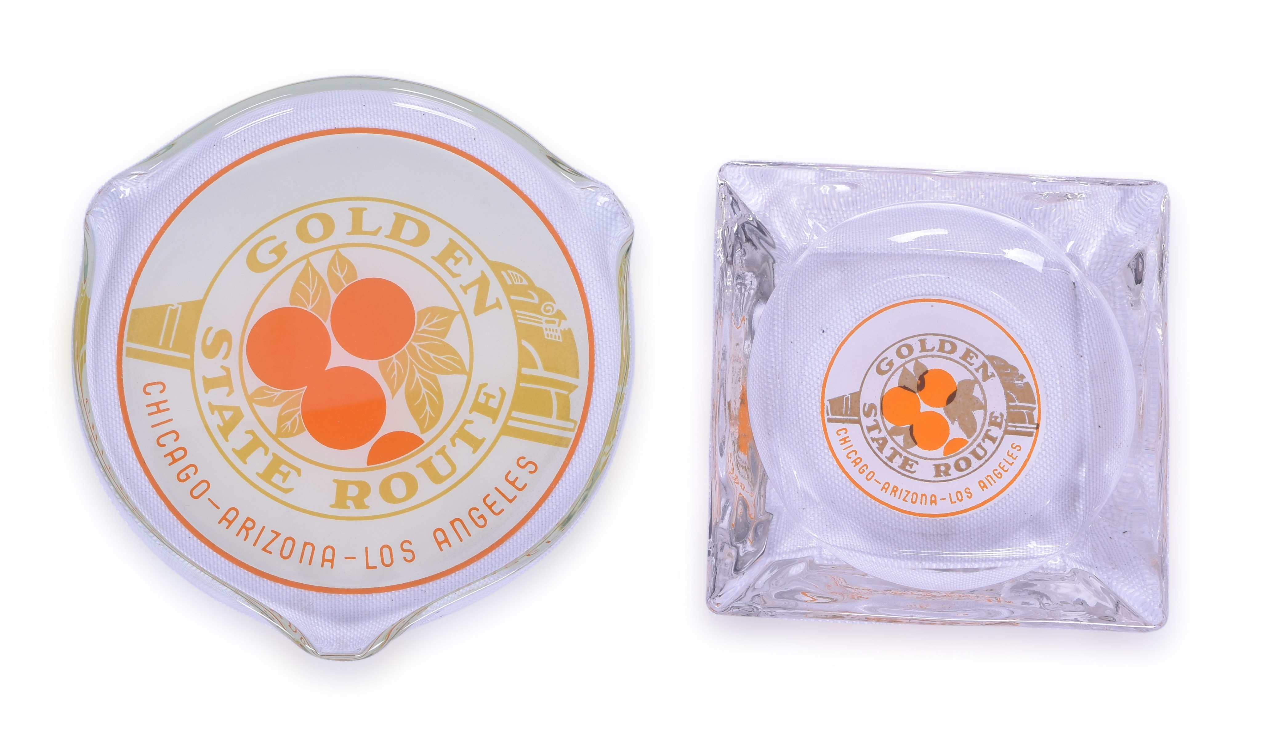 2444 - Pair of Rock Island / Southern Pacific Railroad Golden State Ash Trays thumbnail