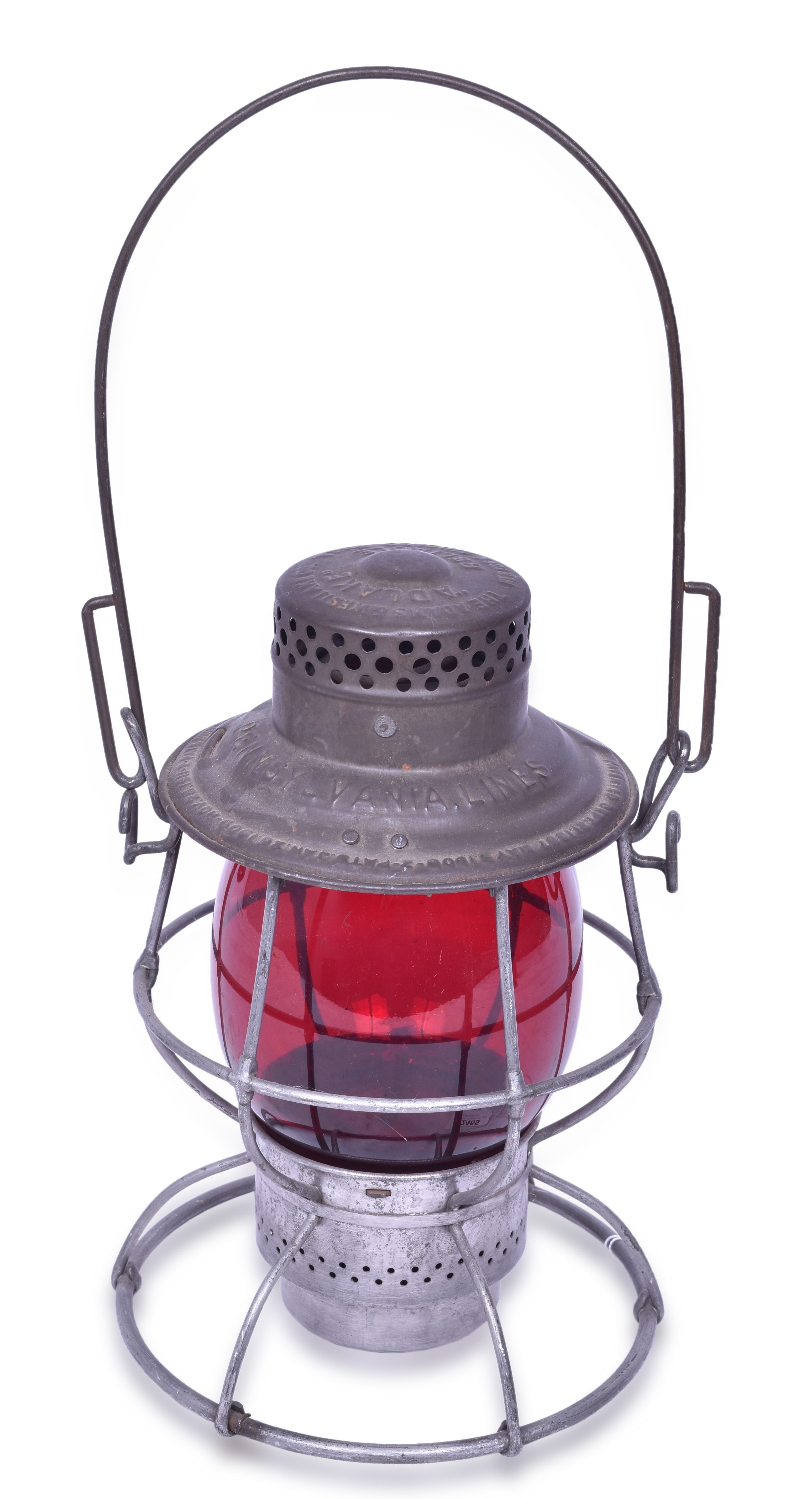 2465 - Adlake Reliable Pennsylvania Railroad Lantern with Red Pennsylvania Lines Cast Globe thumbnail