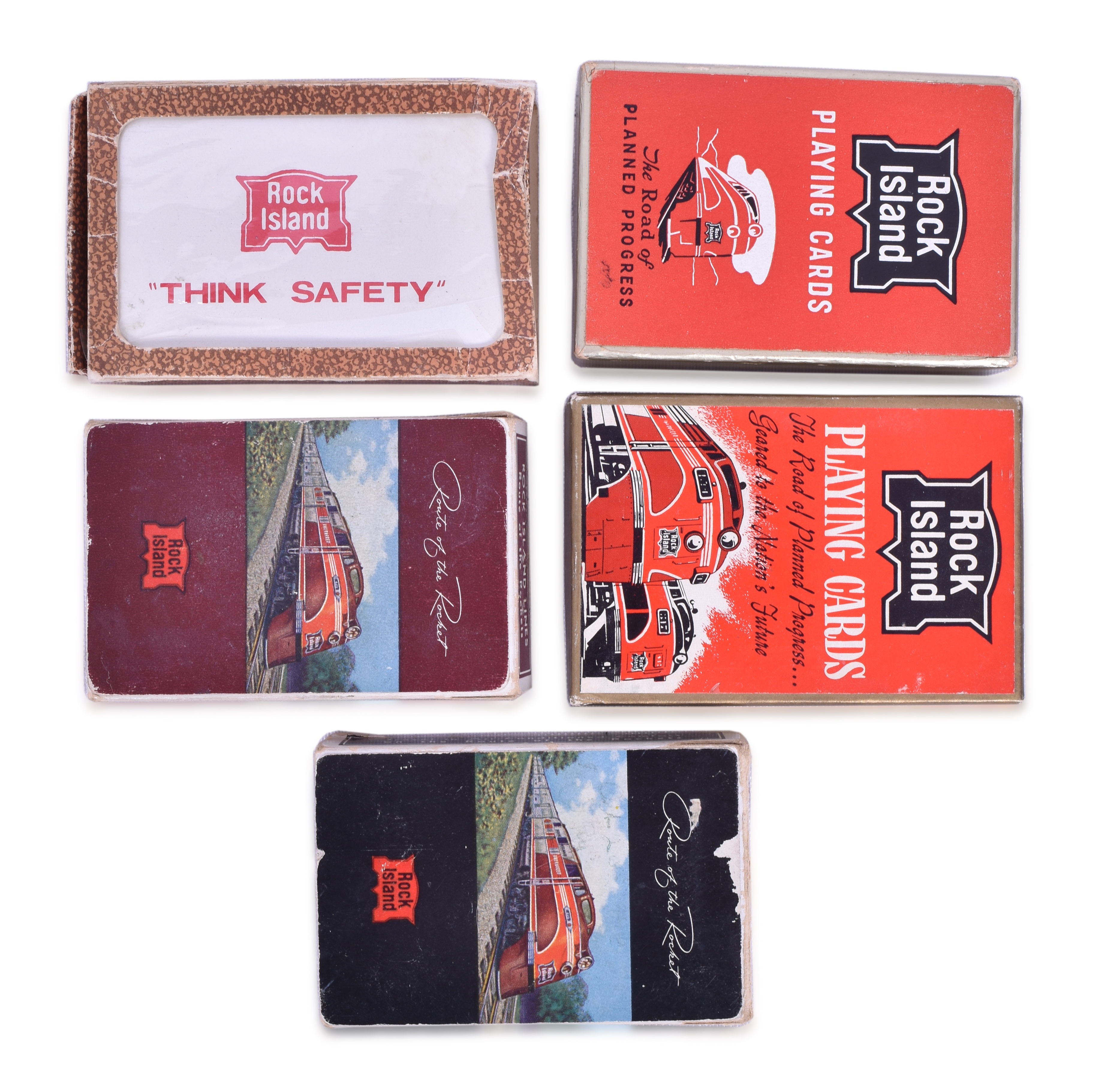 2482 - Five Variations of Rock Island Railroad Playing Card Decks thumbnail