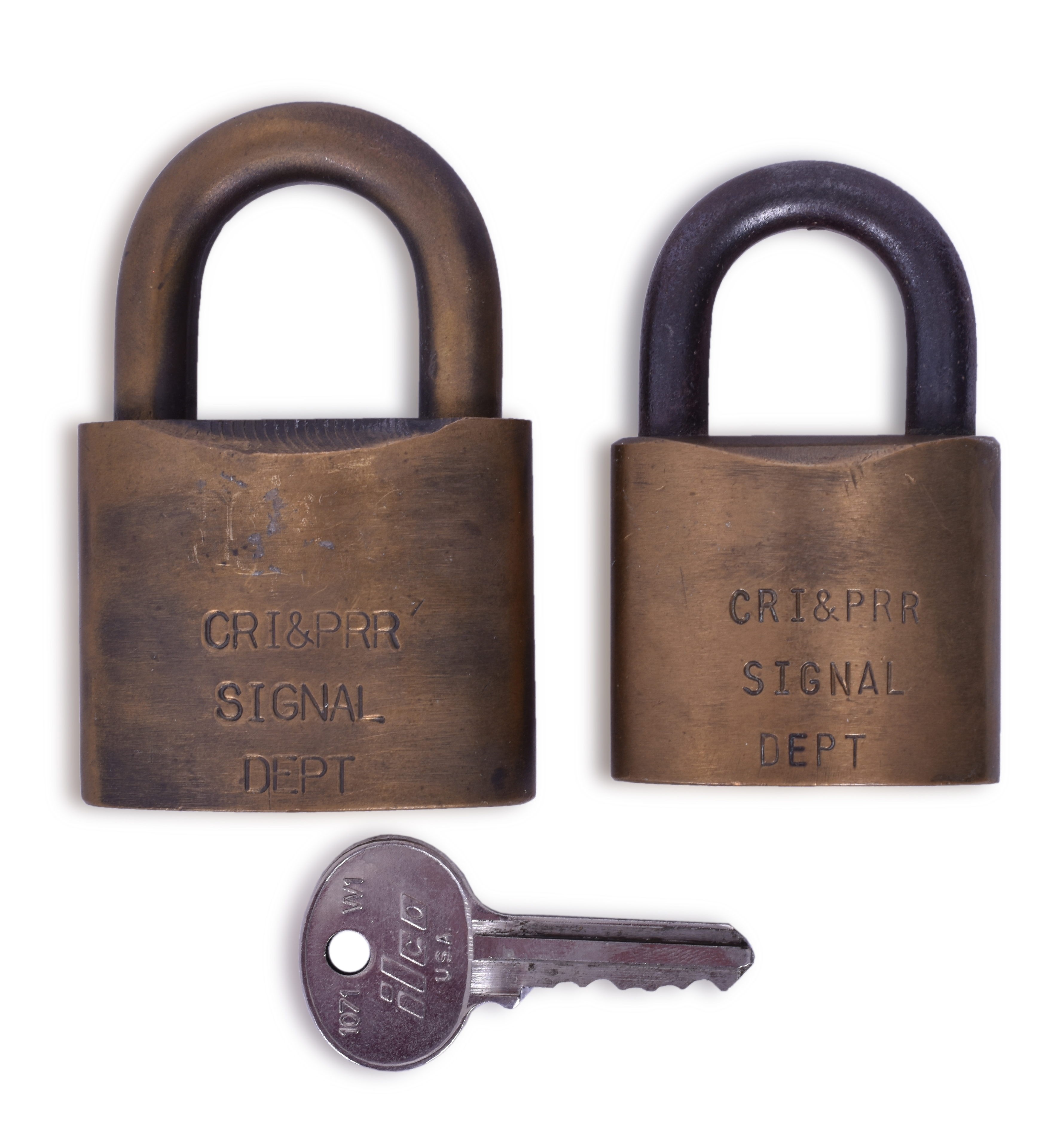 2502 - Pair of Chicago, Rock Island & Pacific Wilson Bohannan Signal Department Locks thumbnail