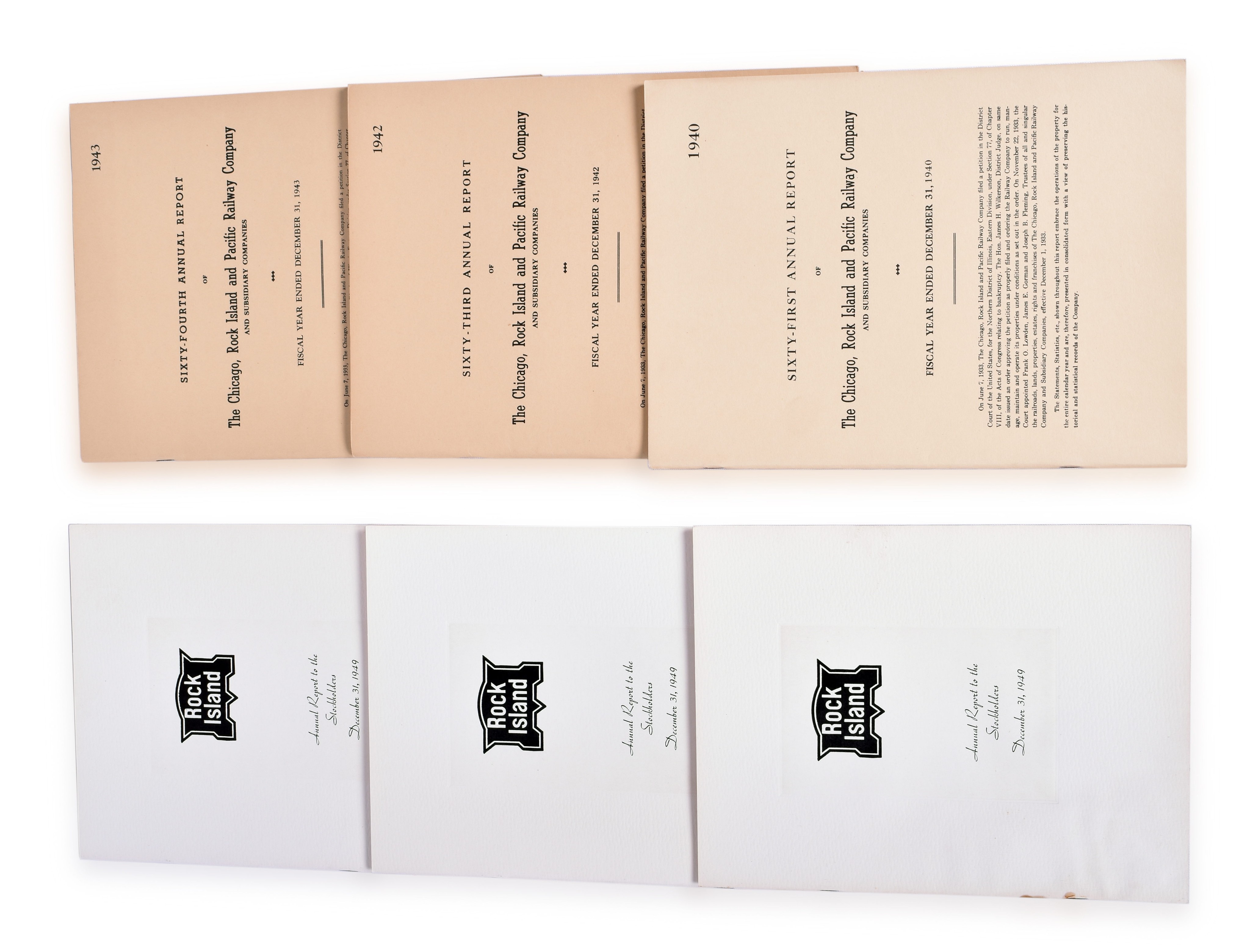 2518 - Six Rock Island Railroad Annual Reports - 1940, 1942, 1943, and three 1949 thumbnail