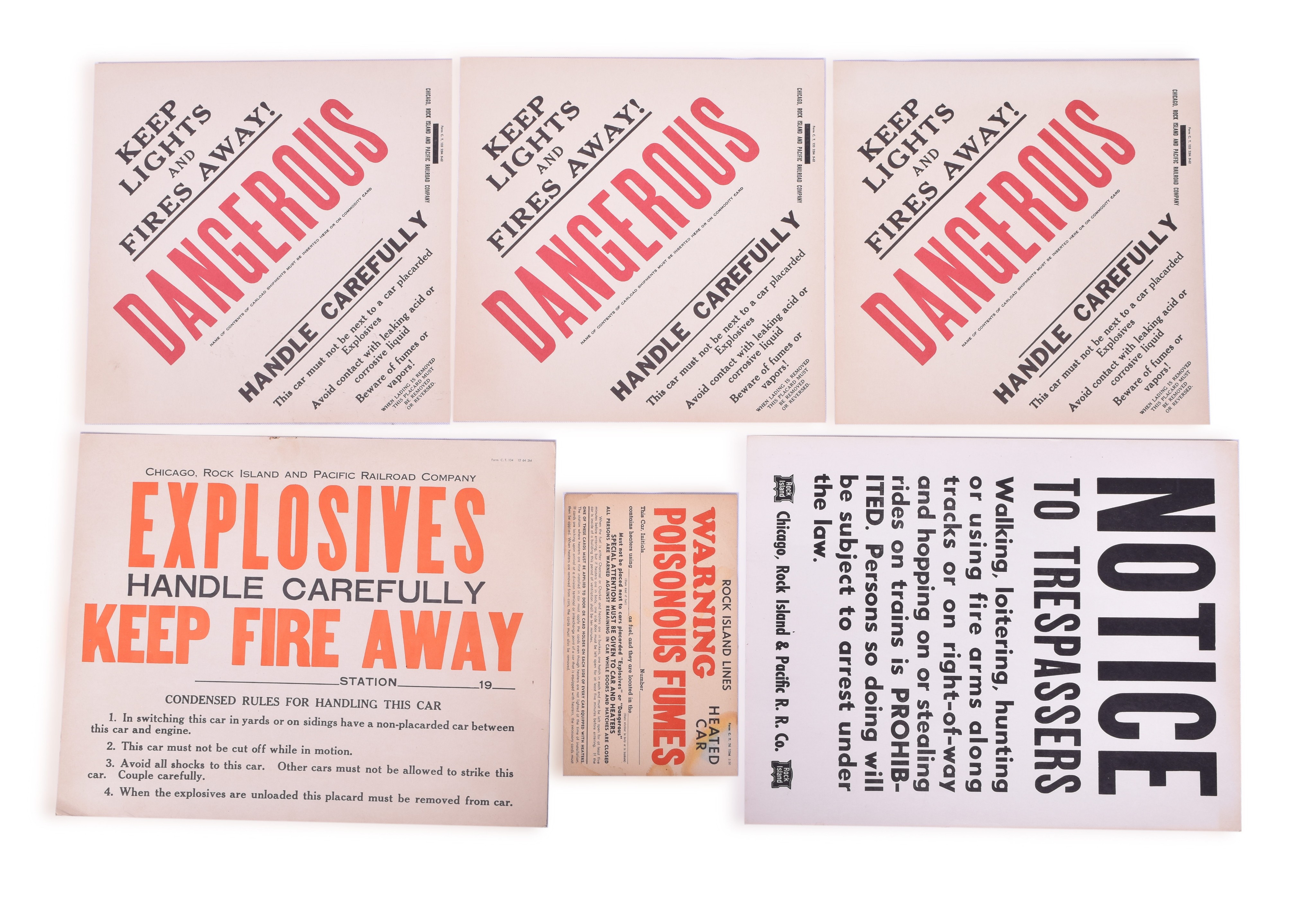 2521 - Rock Island Railroad No Trespassing Poster and Warning Placards thumbnail