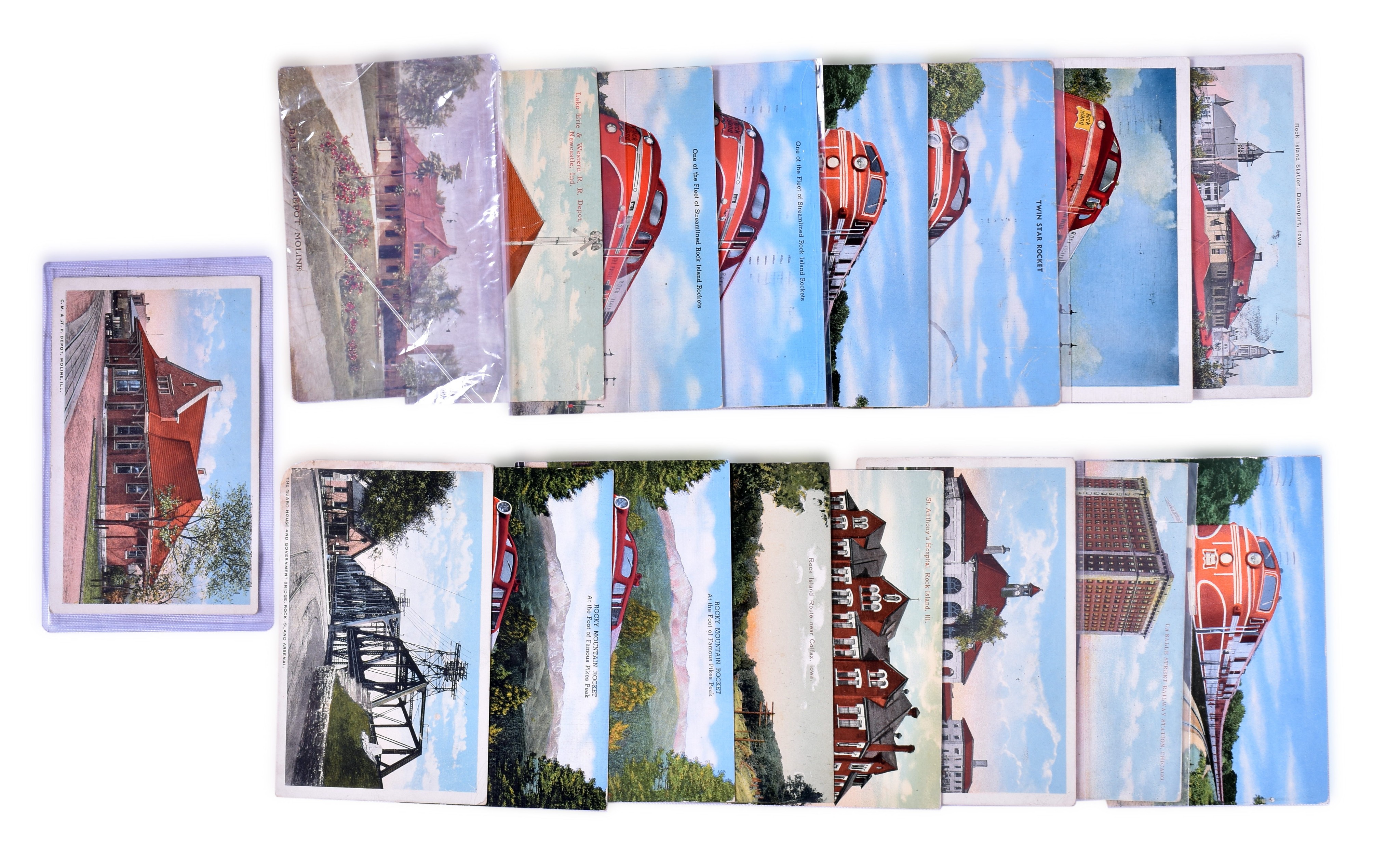 2529 - Seventeen Rock Island Railroad Advertising Postcards - Named Passenger Trains & Structures thumbnail