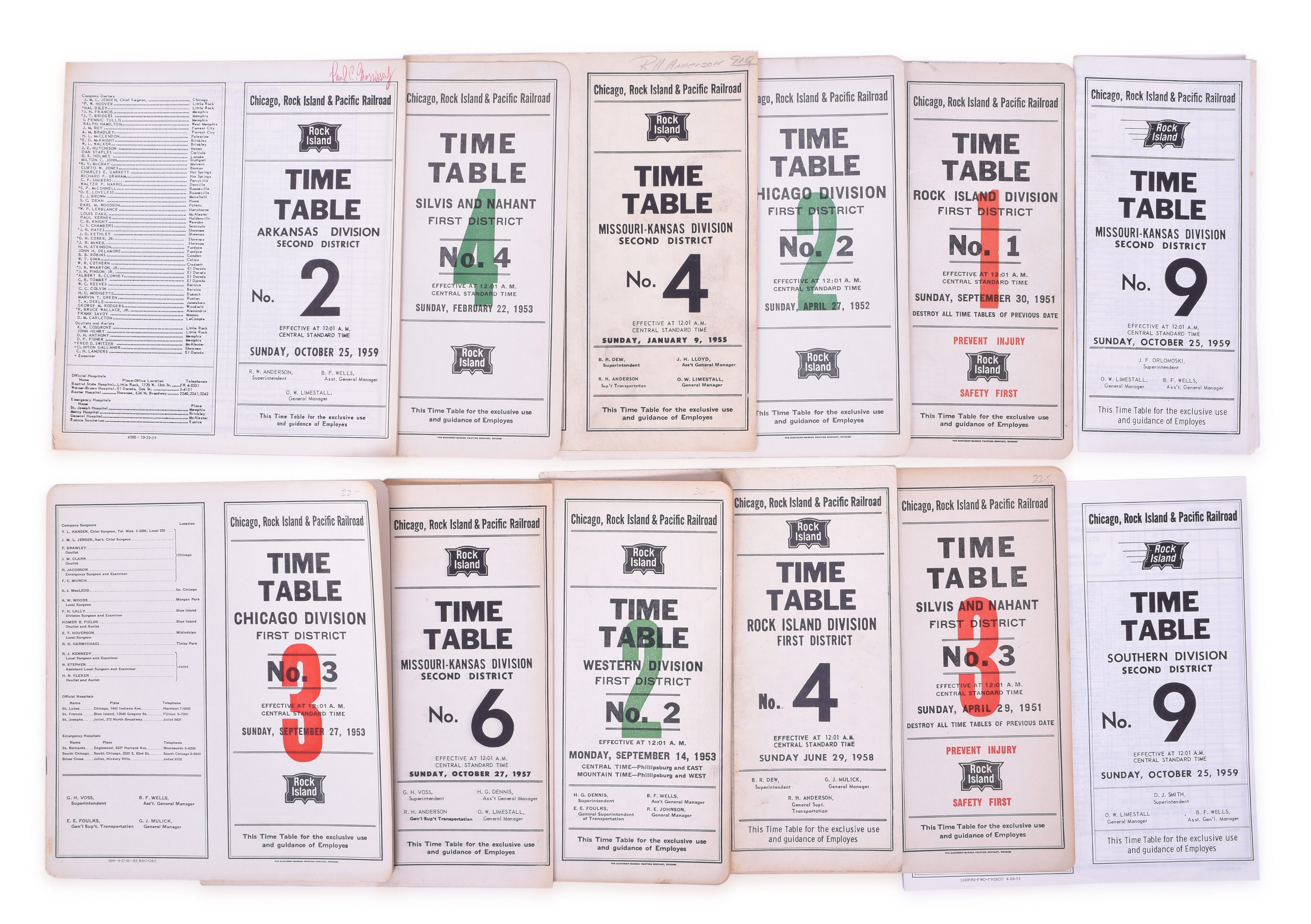 2532 - Twelve Rock Island Railroad Employee Timetables - 1950s thumbnail