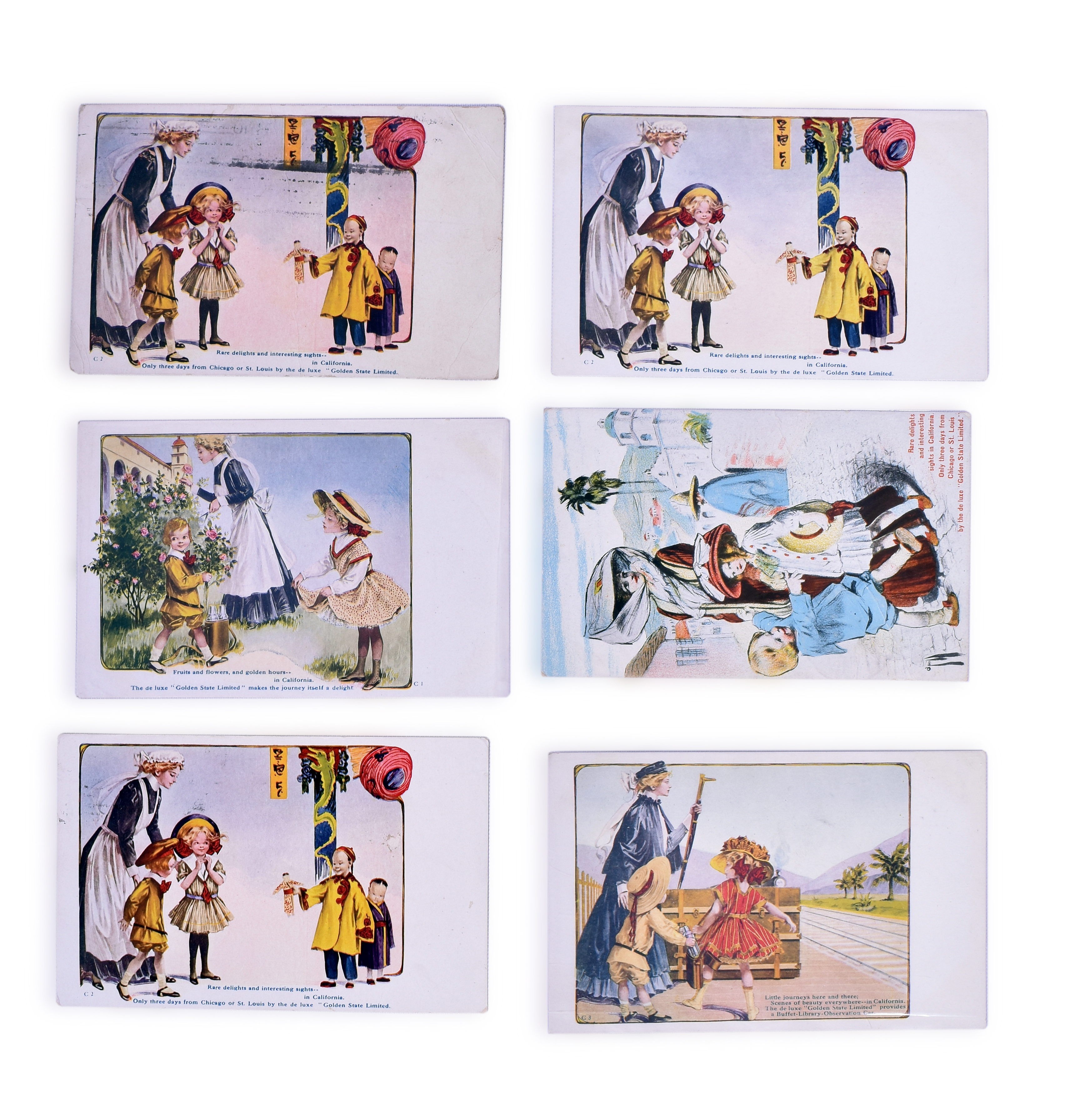 2533 - Six Rose O'Neil Rock Island Railroad Golden State Advertising Postcards thumbnail